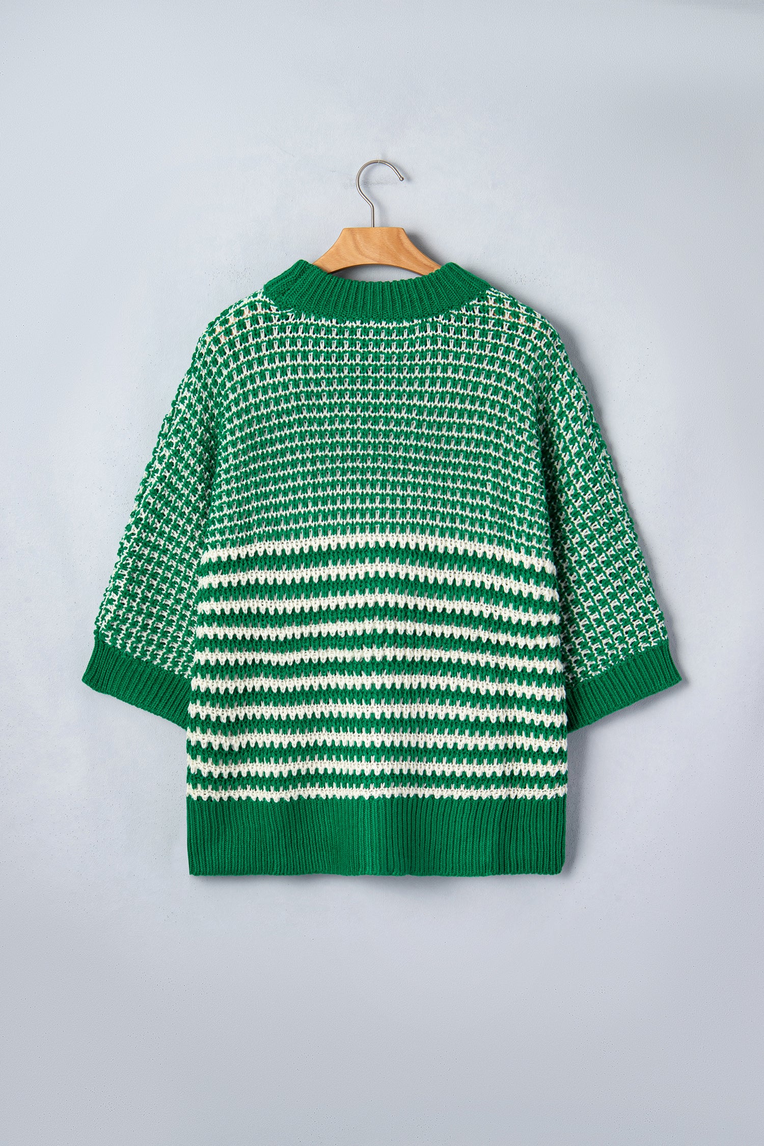 Green Stripe 3/4 Draped Sleeve Slouchy Sweater-TOPS / DRESSES-[Adult]-[Female]-2022 Online Blue Zone Planet