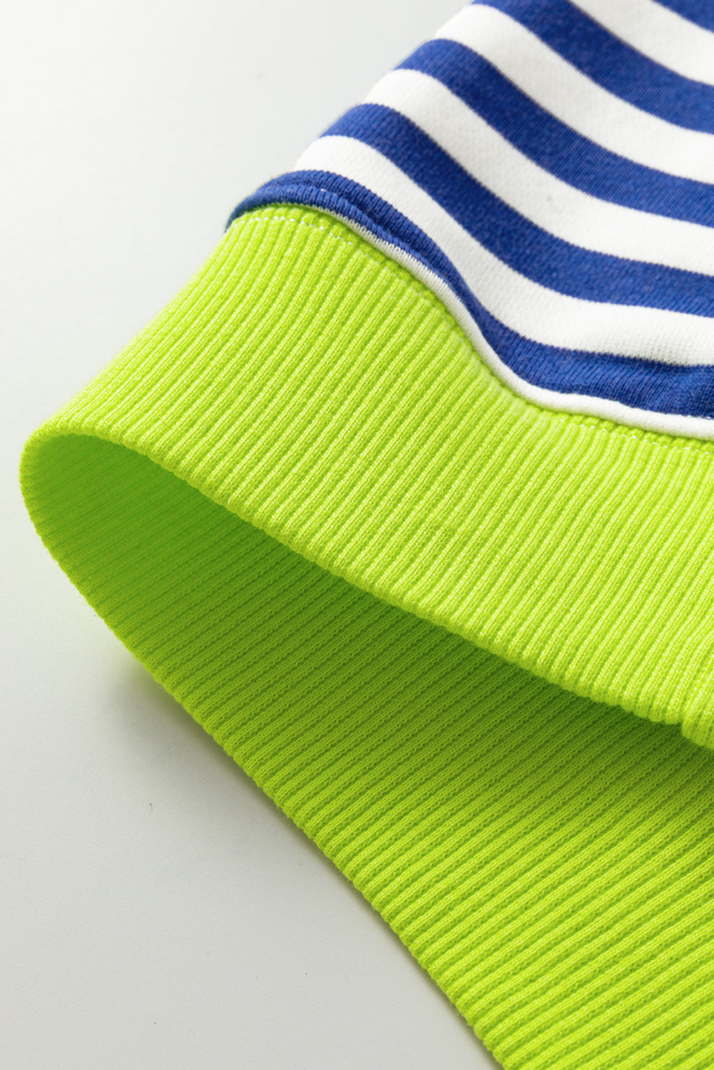 Sky Blue Stripe Striped Contrast Ribbed Trim Crossed Stitch Drop Shoulder Sweatshirt-Tops/Sweatshirts & Hoodies-[Adult]-[Female]-2022 Online Blue Zone Planet