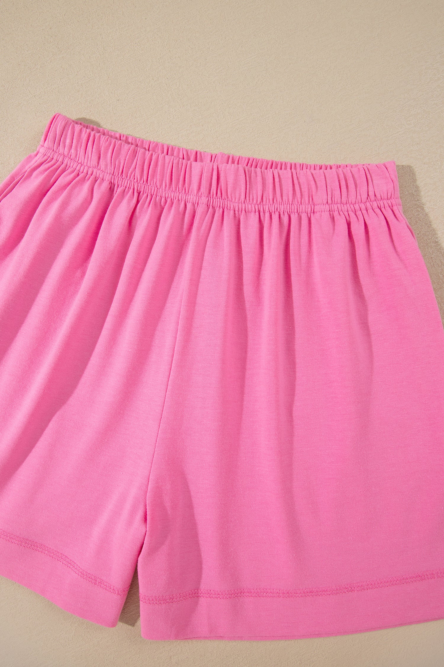 Strawberry Pink Raw Edge Patch Pocket Oversized Top and Shorts Set-Two Piece Sets/Short Sets-[Adult]-[Female]-2022 Online Blue Zone Planet