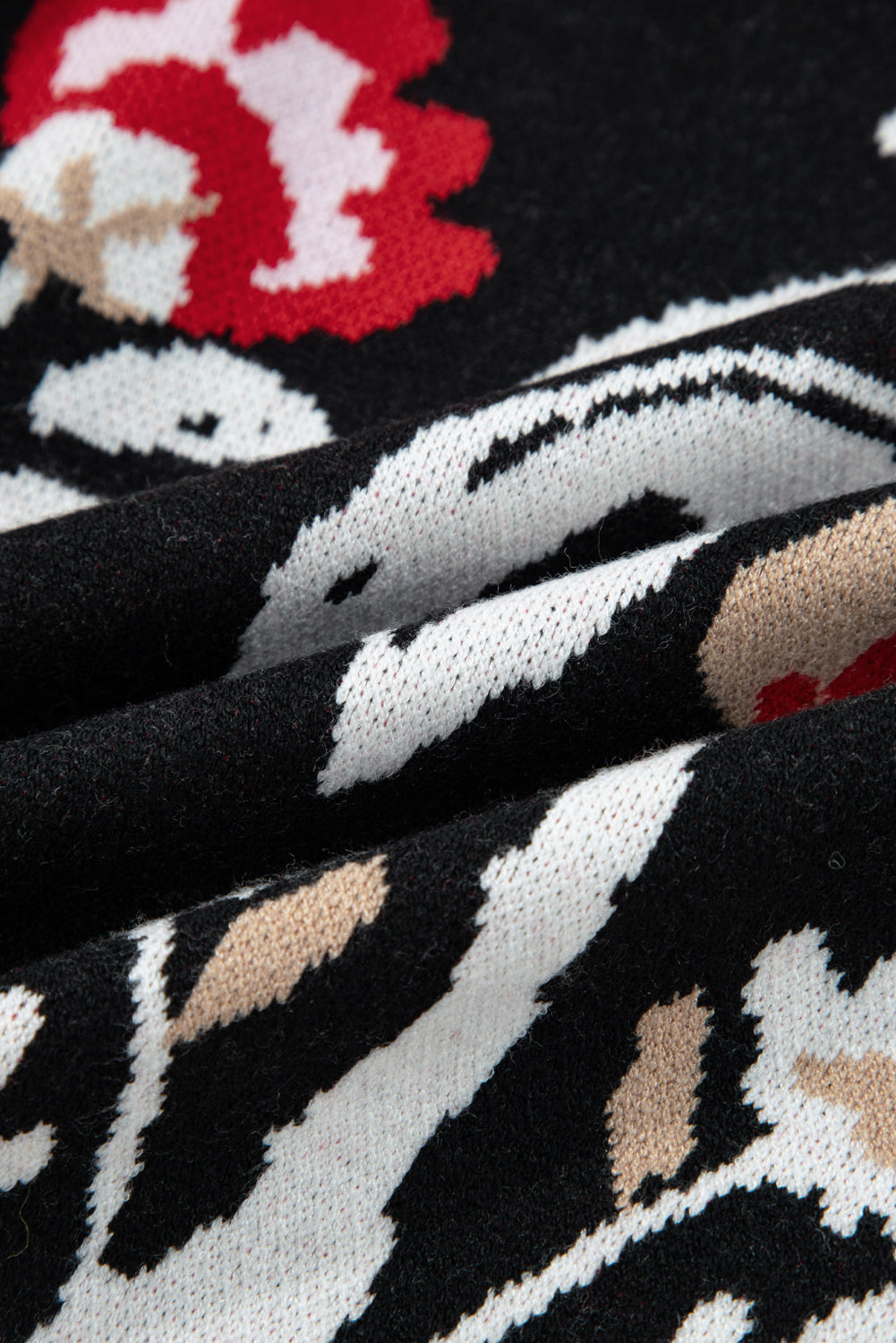 Beige Floral Print Buttoned Front V Neck Knit Cardigan-Sweaters & Cardigans/Cardigans-[Adult]-[Female]-2022 Online Blue Zone Planet