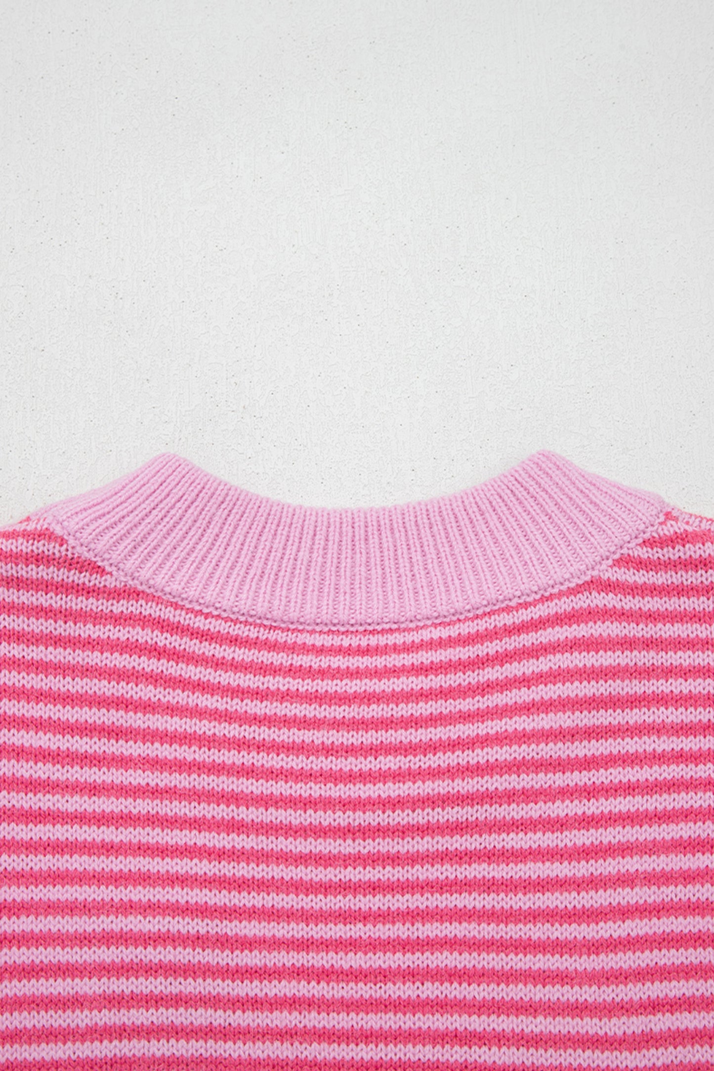 Rose Stripe Contrast Heart Pattern Valentine Knit Sweater-TOPS / DRESSES-[Adult]-[Female]-2022 Online Blue Zone Planet