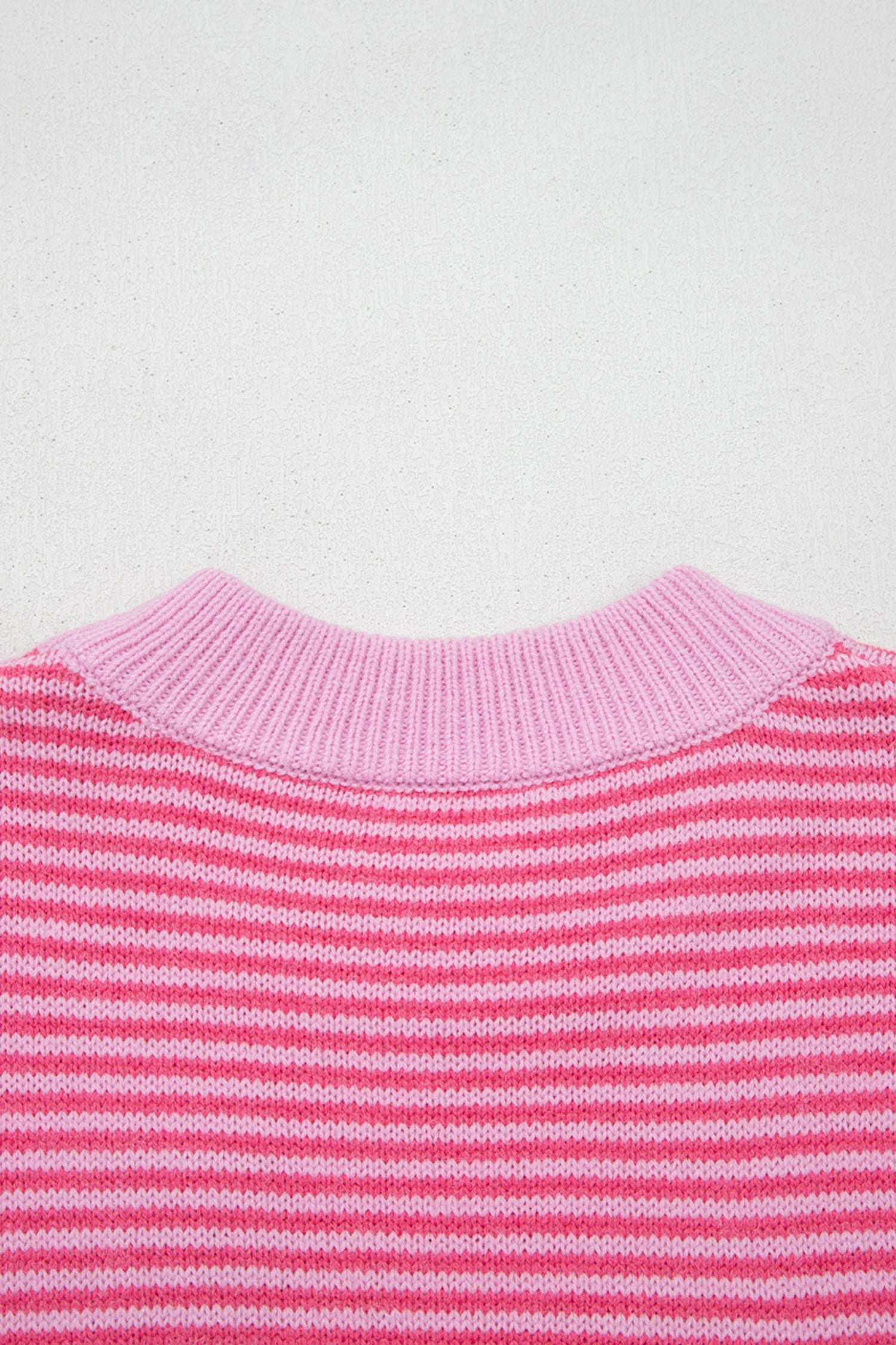 Rose Stripe Contrast Heart Pattern Valentine Knit Sweater-TOPS / DRESSES-[Adult]-[Female]-2022 Online Blue Zone Planet