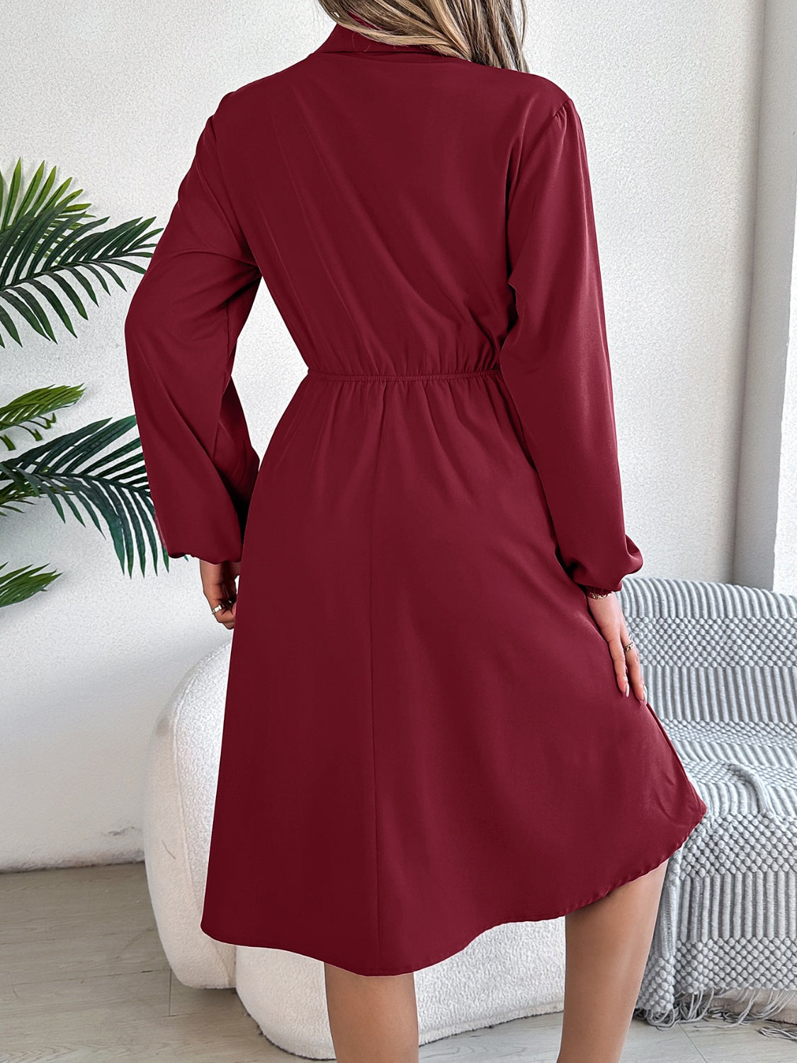 Blue Zone Planet | Collared Neck Long Sleeve Dress with Pockets-TOPS / DRESSES-[Adult]-[Female]-2022 Online Blue Zone Planet