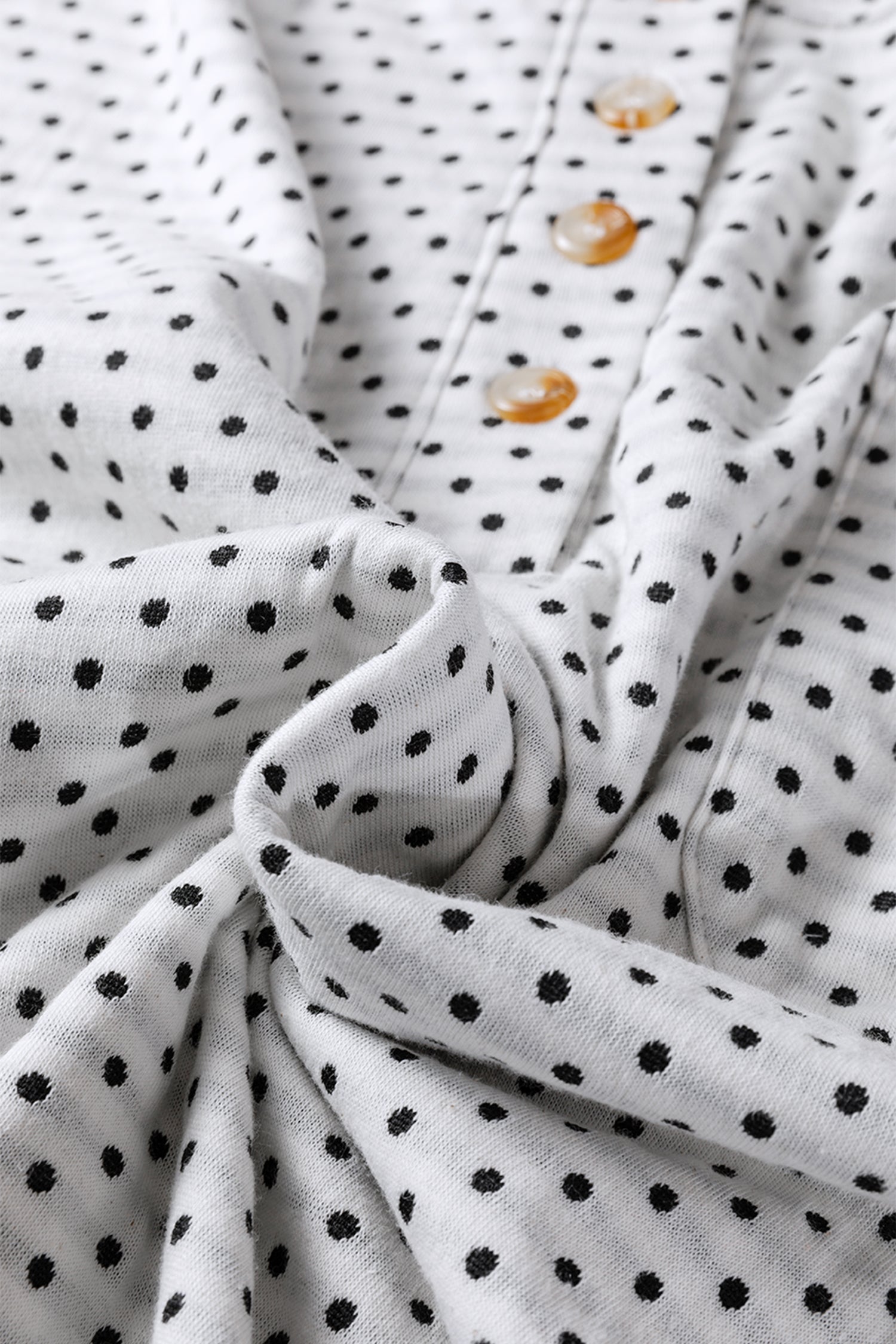 Beige Plus Size Dot Print Striped Patchwork Long Sleeve Henley Top-Plus Size/Plus Size Tops/Plus Size Blouses & Shirts-[Adult]-[Female]-2022 Online Blue Zone Planet