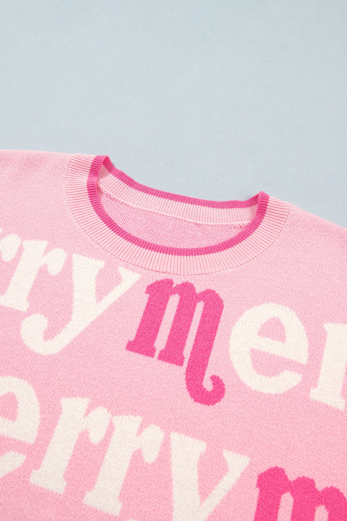 Pink All Over Merry Me Graphic Round Neck Knit Sweater-TOPS / DRESSES-[Adult]-[Female]-2022 Online Blue Zone Planet