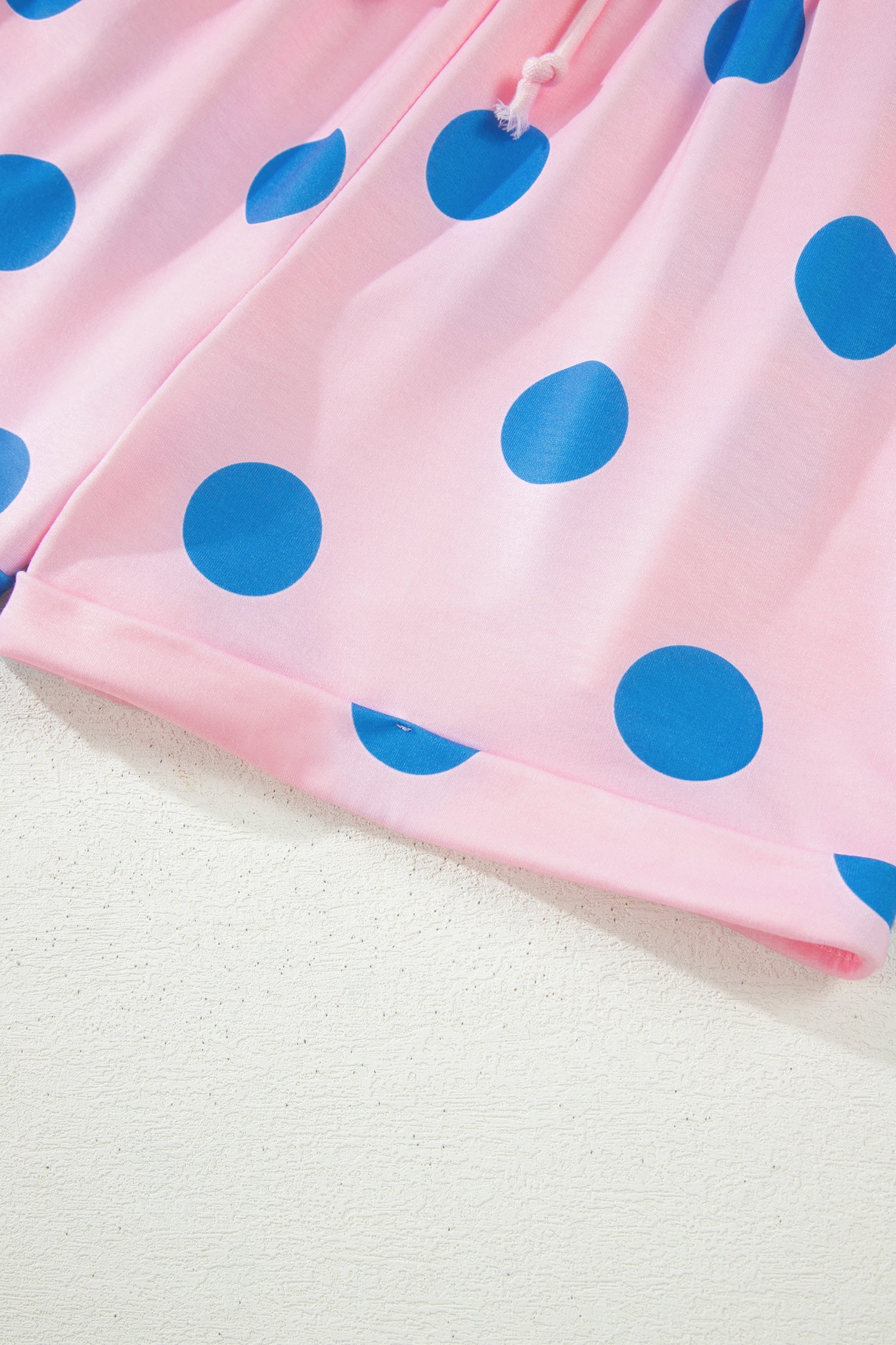 Beige Polka Dot Print V Neck Tee Short Set-Two Piece Sets/Short Sets-[Adult]-[Female]-2022 Online Blue Zone Planet