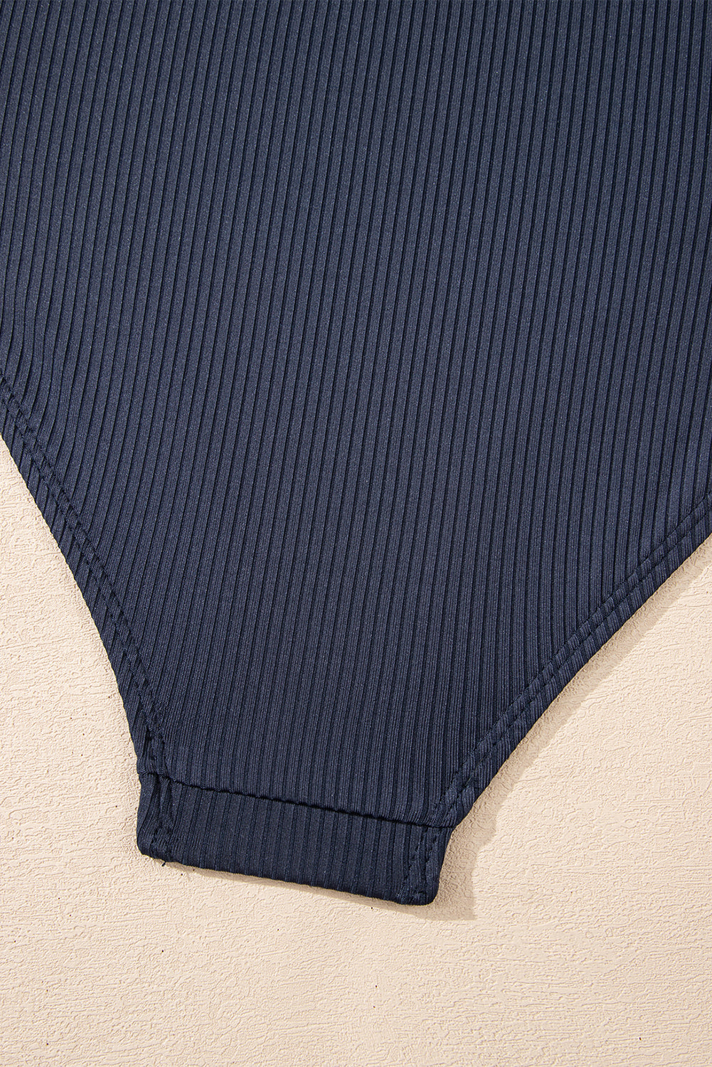 Navy Blue Ruched U Neck Ribbed Tankini-Swimwear/Tankinis-[Adult]-[Female]-2022 Online Blue Zone Planet