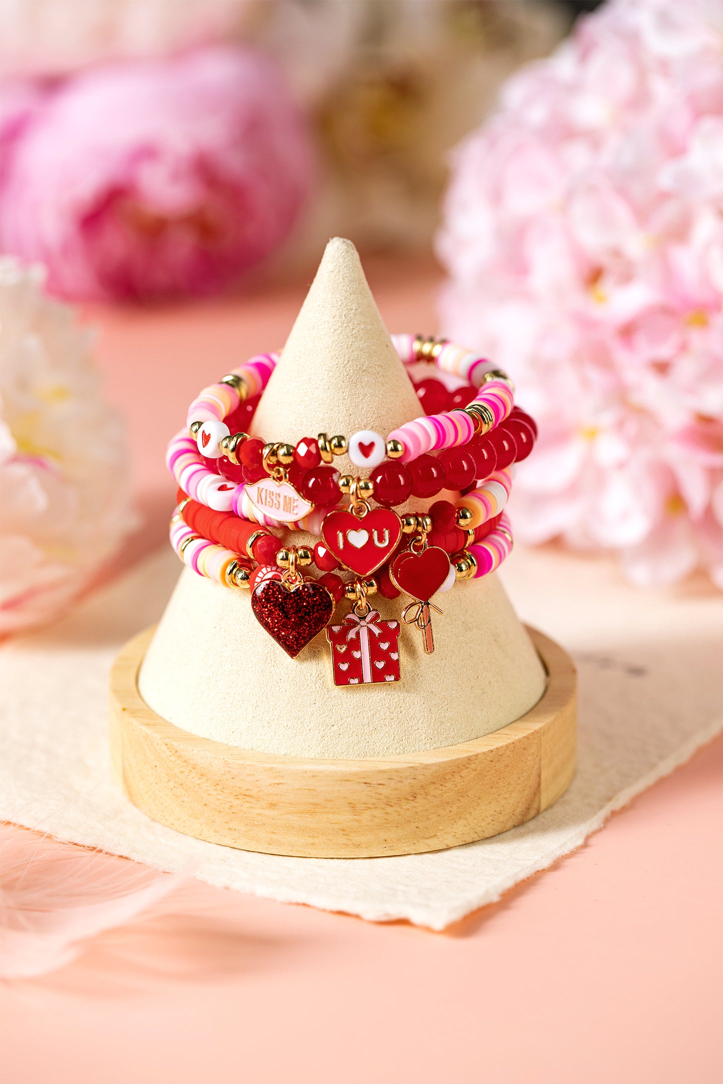 Fiery Red 5pcs I Love U Valentines Day Sweet Bracelet Set-Bracelet-[Adult]-[Female]-2022 Online Blue Zone Planet