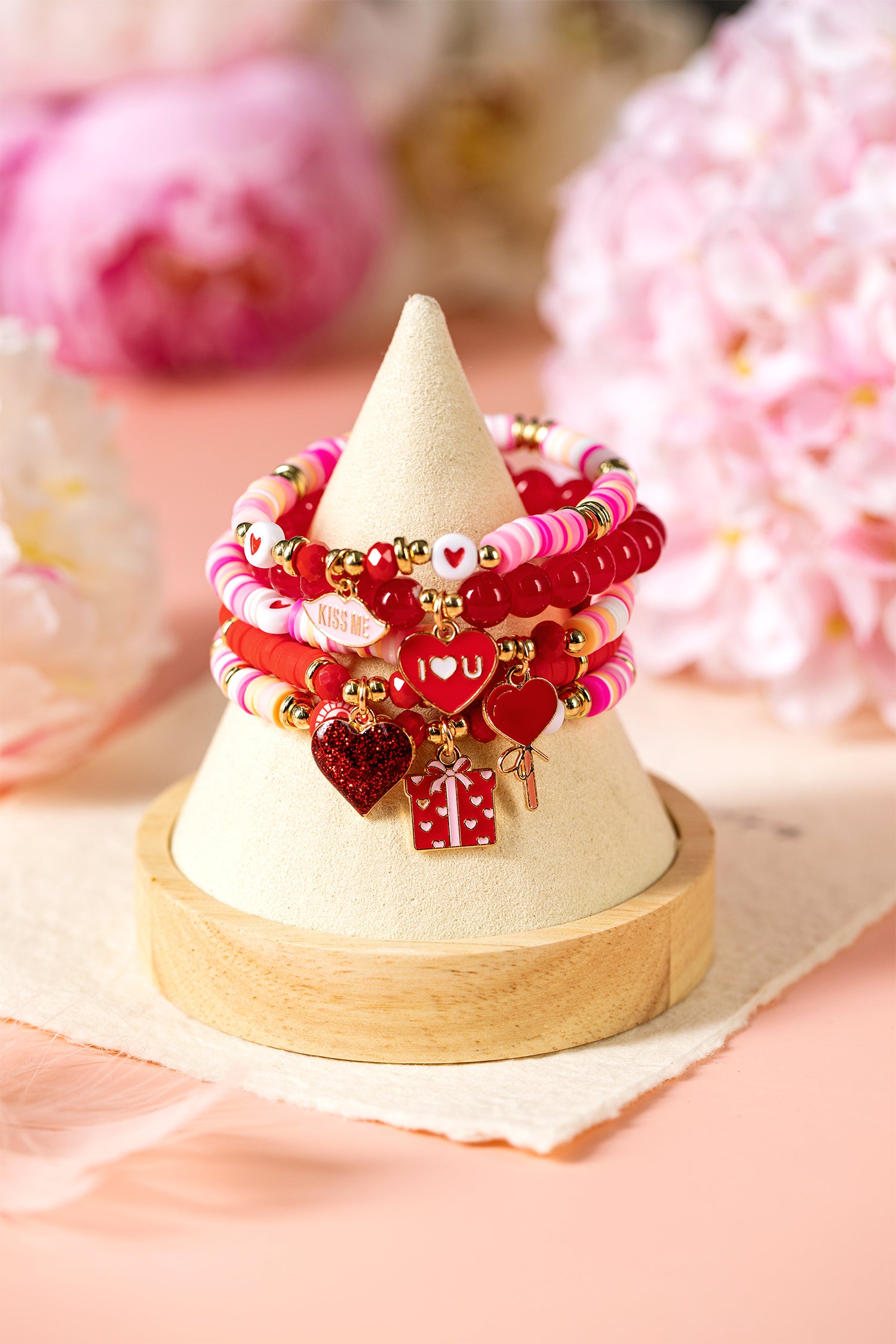 Fiery Red 5pcs I Love U Valentines Day Sweet Bracelet Set-Bracelet-[Adult]-[Female]-2022 Online Blue Zone Planet