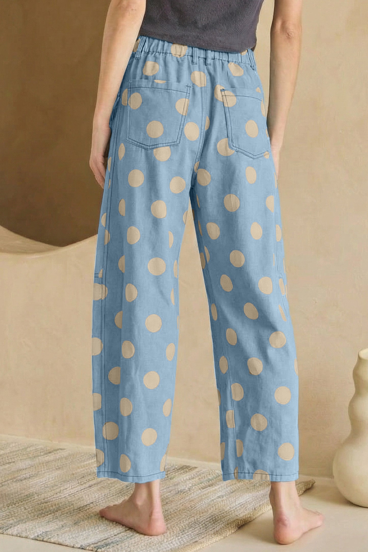 White Polka Dot Print Bow Detail Pocketed Jeans-Bottoms/Jeans-[Adult]-[Female]-2022 Online Blue Zone Planet