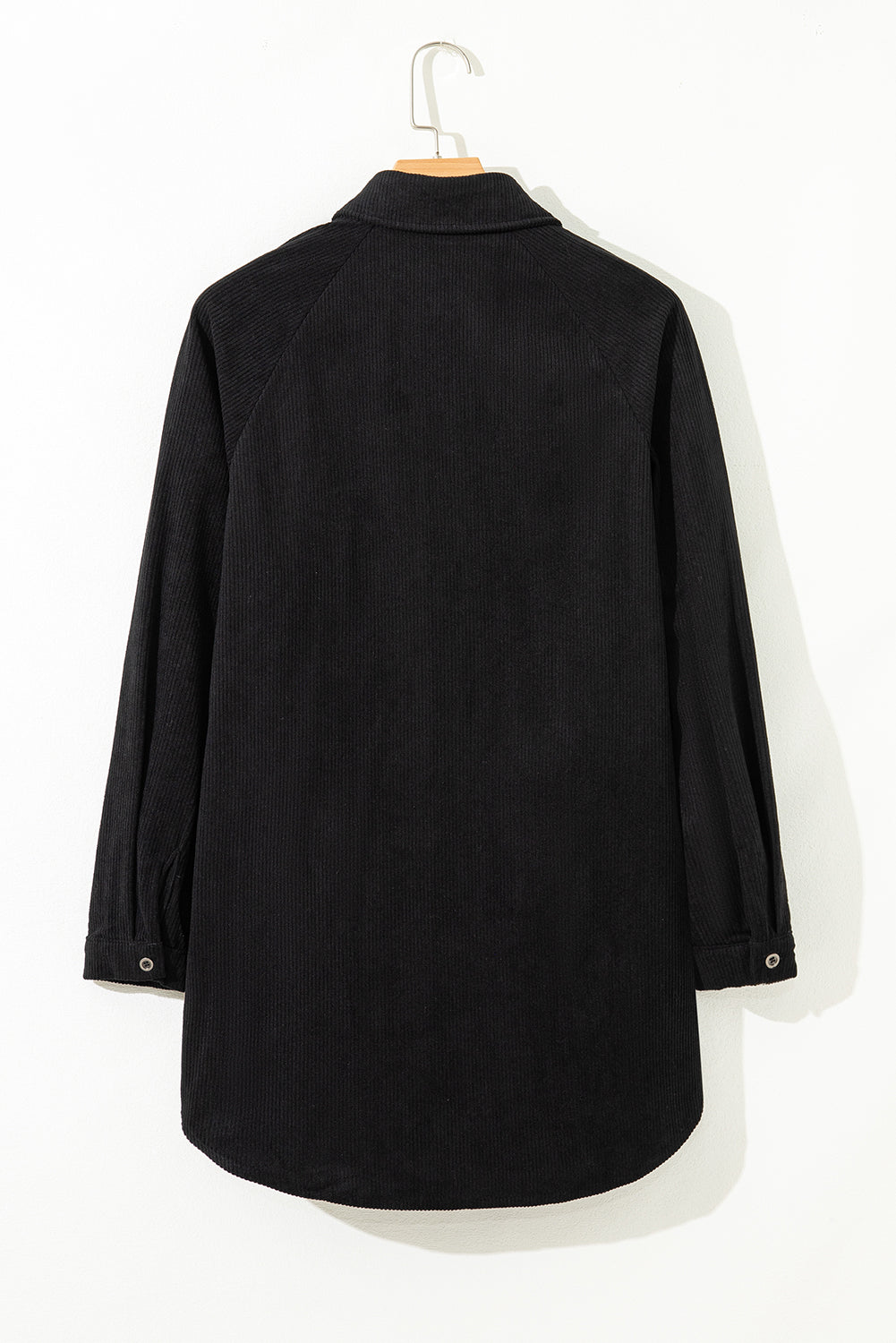 Black Corduroy Shirt Style Full Button Long Sleeve Shift Mini Dress-TOPS / DRESSES-[Adult]-[Female]-2022 Online Blue Zone Planet