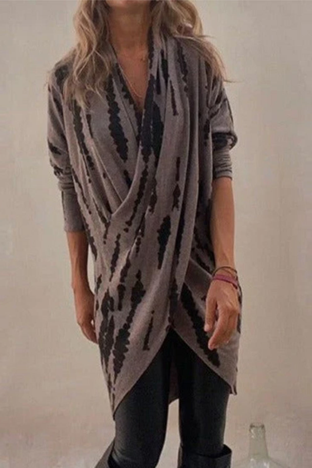 Blue Zone Planet | Full Size Contrast Long Sleeve Longline Top-TOPS / DRESSES-[Adult]-[Female]-2022 Online Blue Zone Planet