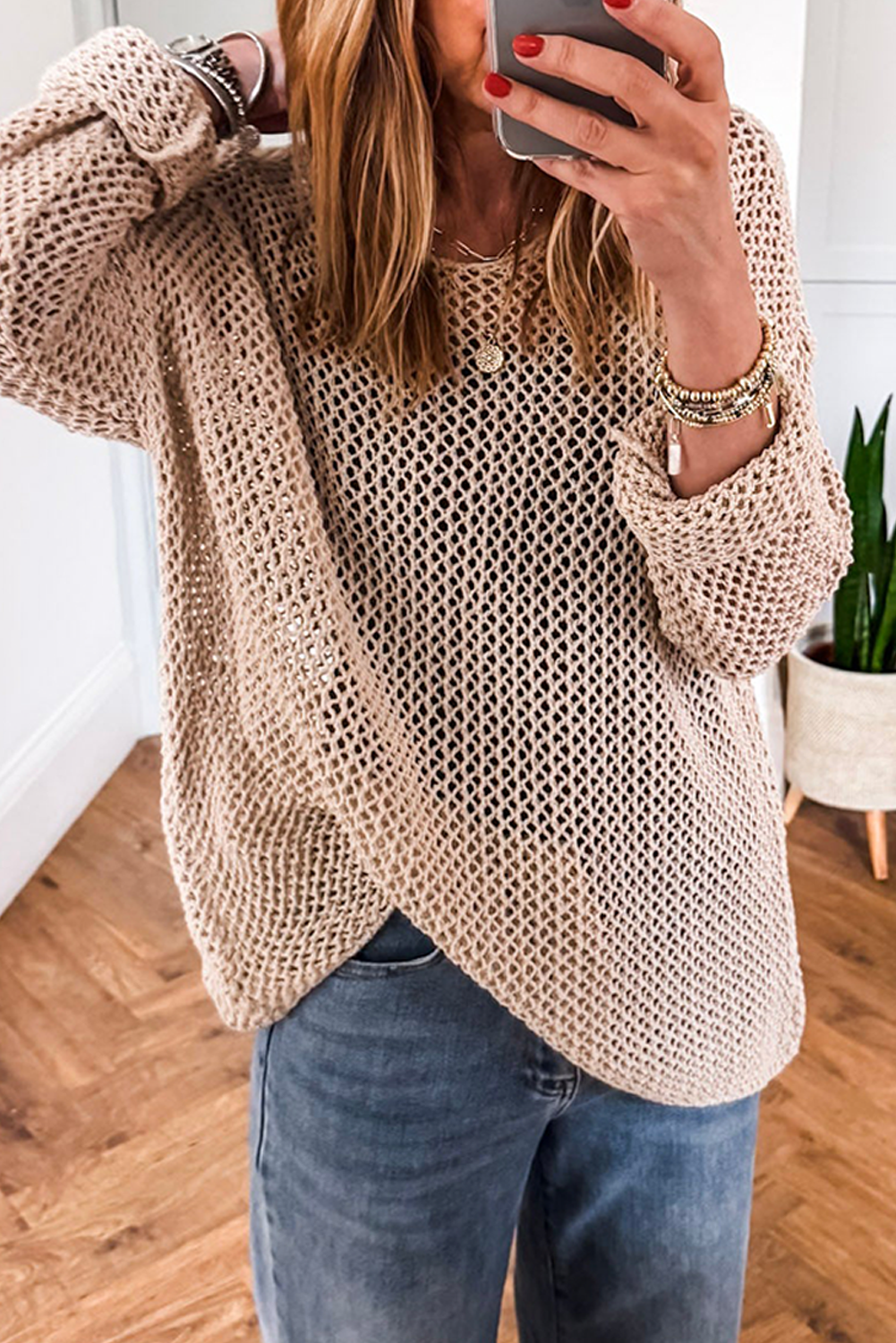 Smoke Gray Crochet Hollow-Out Jumper Top Sweater-TOPS / DRESSES-[Adult]-[Female]-Smoke Gray-S-2022 Online Blue Zone Planet