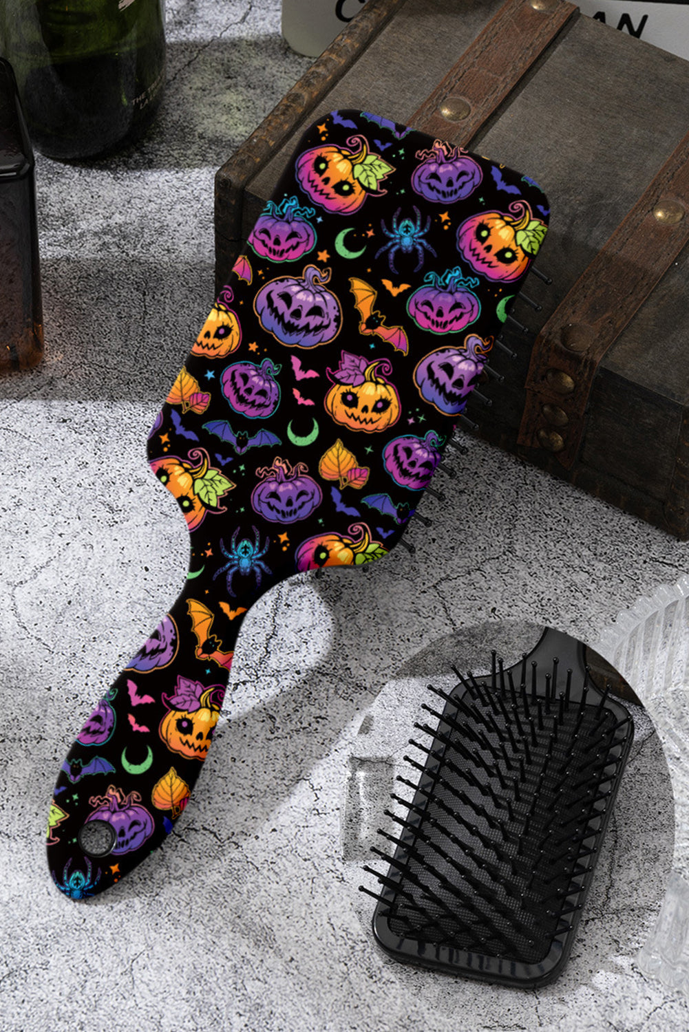 Black Spooky Halloween Pumpkin Air Cushion Comb-Accessories/Beauty-[Adult]-[Female]-Black-ONE SIZE-2022 Online Blue Zone Planet