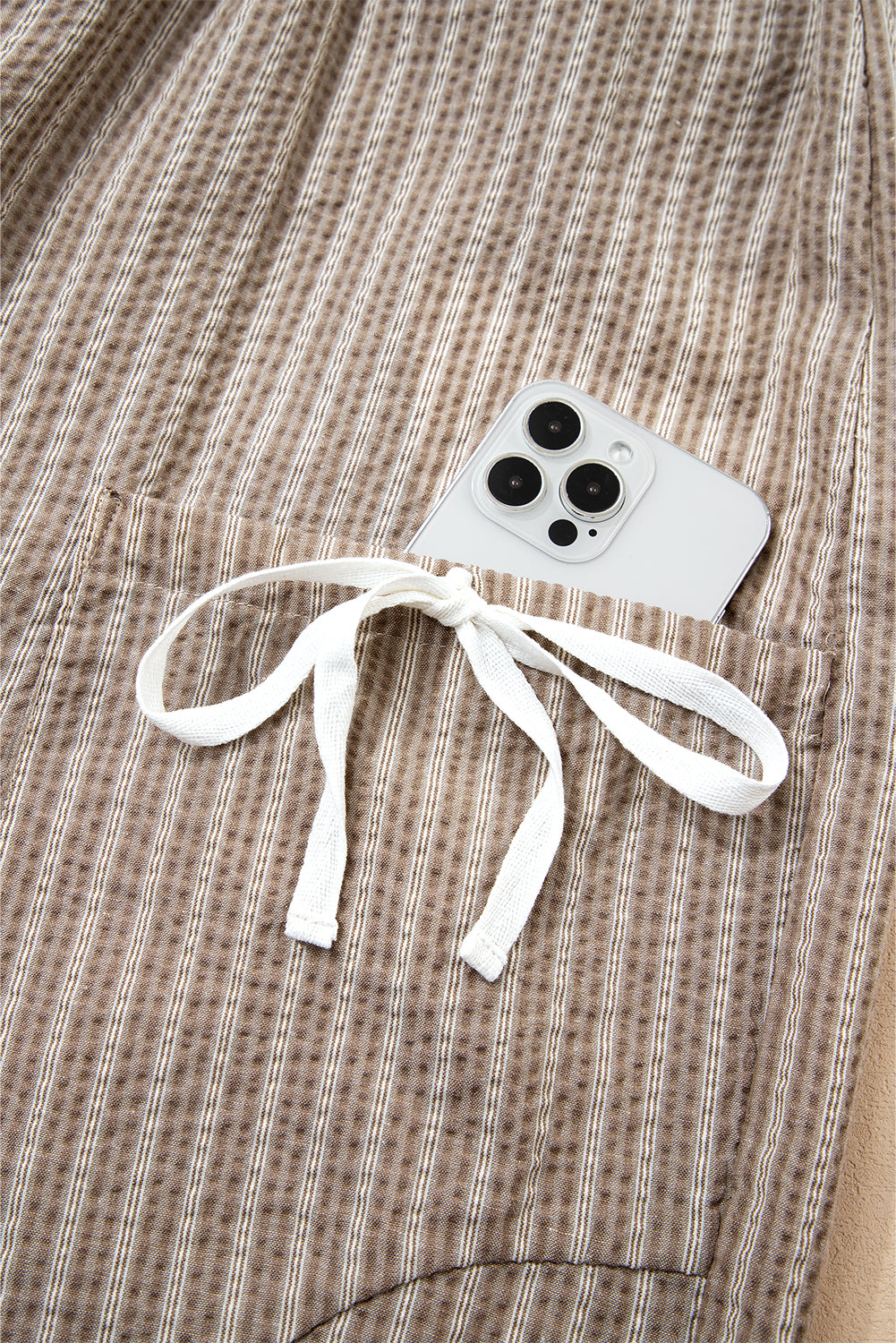 Brown Stripe Drawstring Cargo Jogger Pants with Pockets-Bottoms/Pants & Culotte-[Adult]-[Female]-2022 Online Blue Zone Planet