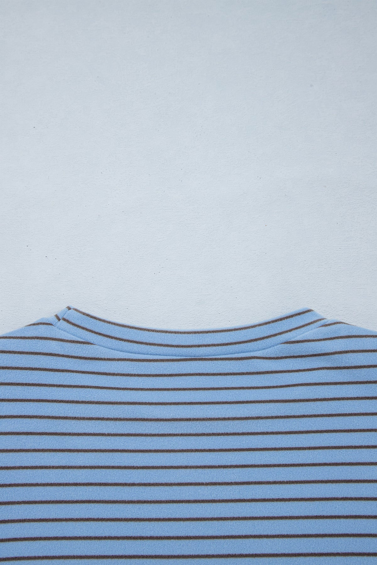 Sky Blue Stripe Color Block Contrast Long Sleeve Round Neck Casual Shift Pullover-Tops/Long Sleeve Tops-[Adult]-[Female]-2022 Online Blue Zone Planet