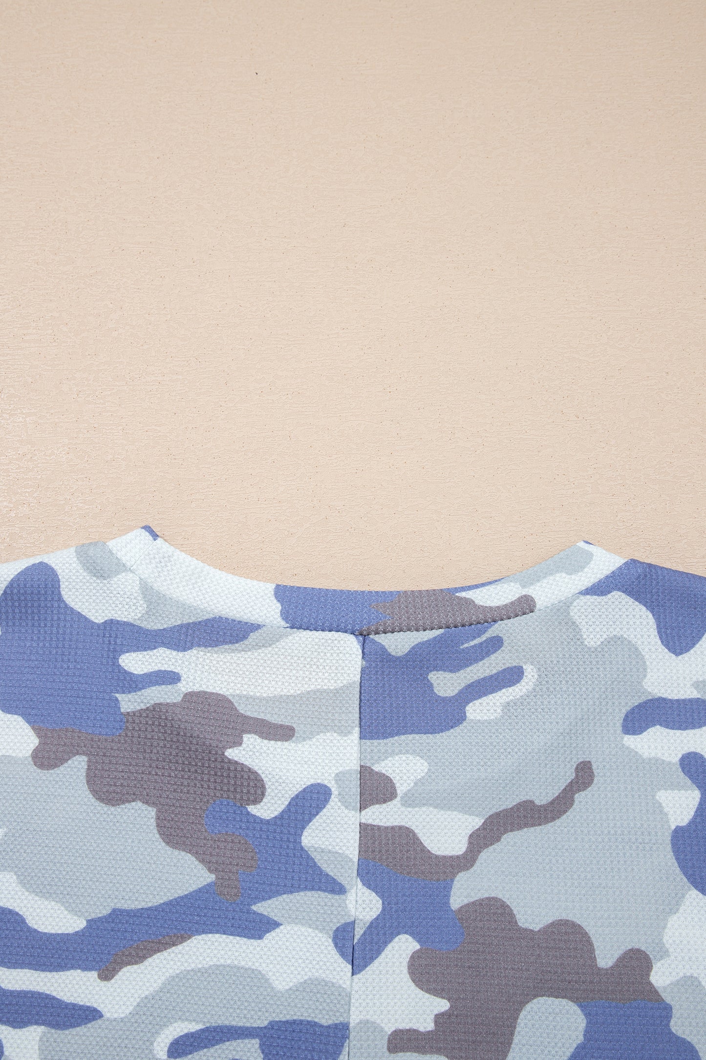 Gray Plus Size Camouflage Print Textured Casual Tee-Plus Size/Plus Size Tops/Plus Size Tops & Tees-[Adult]-[Female]-2022 Online Blue Zone Planet