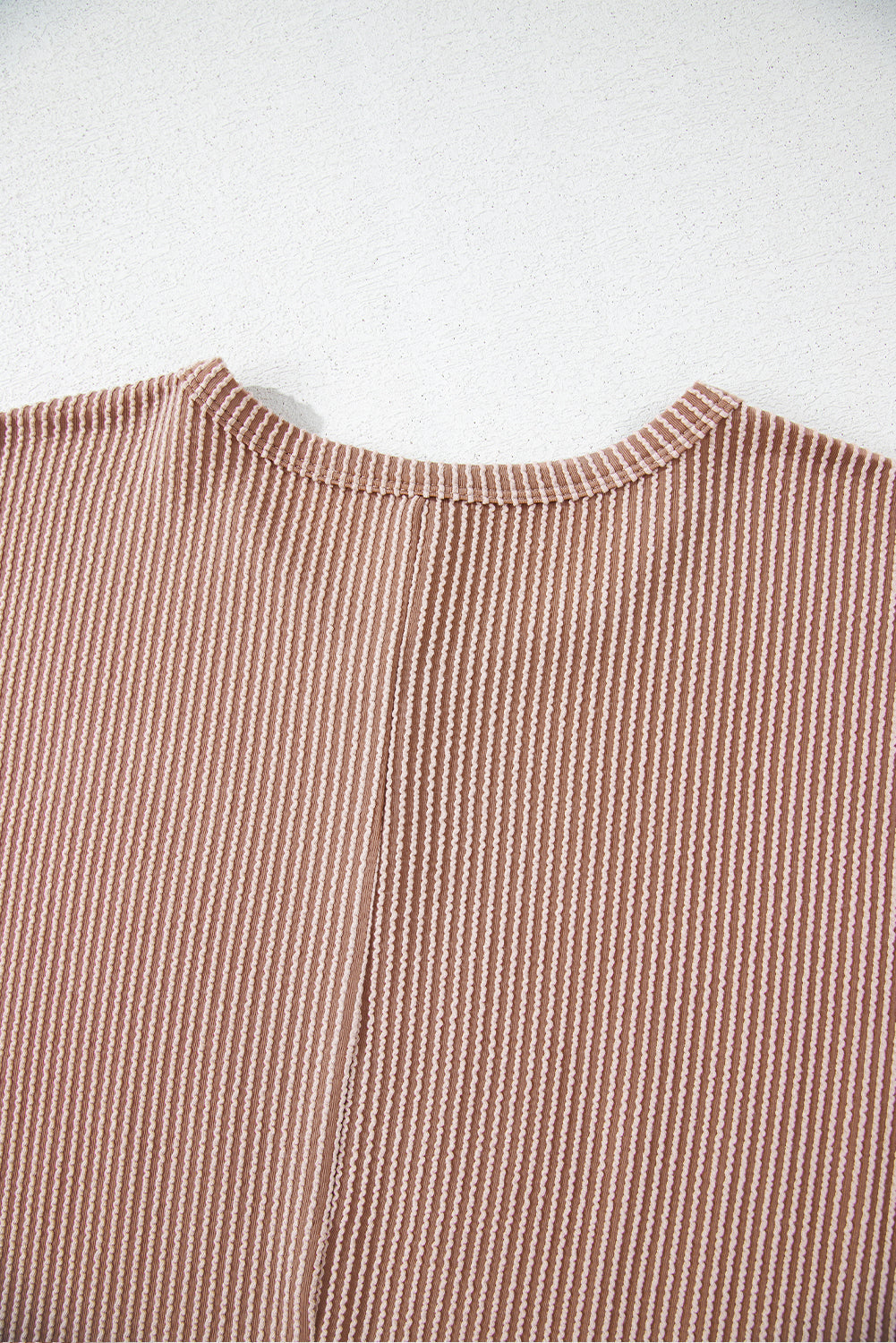 Smoke Gray Ribbed Striped Crew Neck Plus Size Knit T Shirt-Plus Size/Plus Size Tops/Plus Size Tops & Tees-[Adult]-[Female]-2022 Online Blue Zone Planet