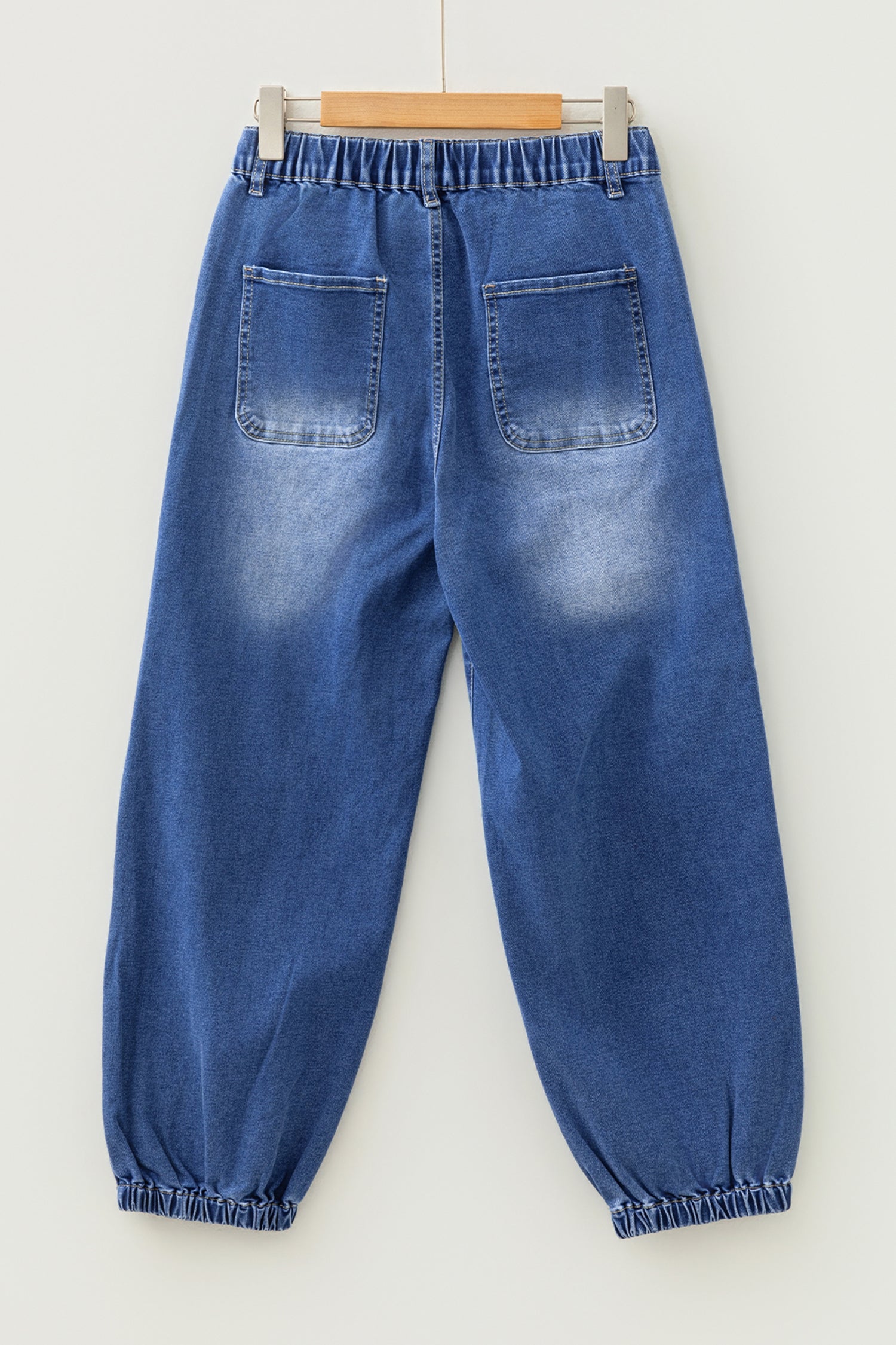 Blue 4 Buttons Front Tapered Casual Loose Fit Jeans-Bottoms/Jeans-[Adult]-[Female]-2022 Online Blue Zone Planet