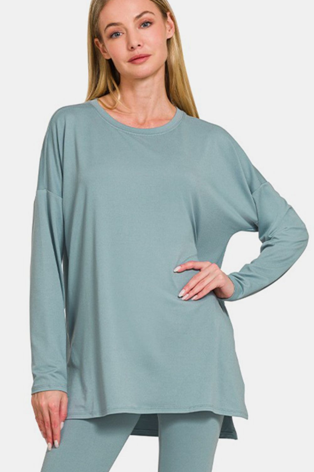 Blue Zone Planet | Zenana Full Size Brushed Microfiber Top and Leggings Lounge Set-TOPS / DRESSES-[Adult]-[Female]-2022 Online Blue Zone Planet