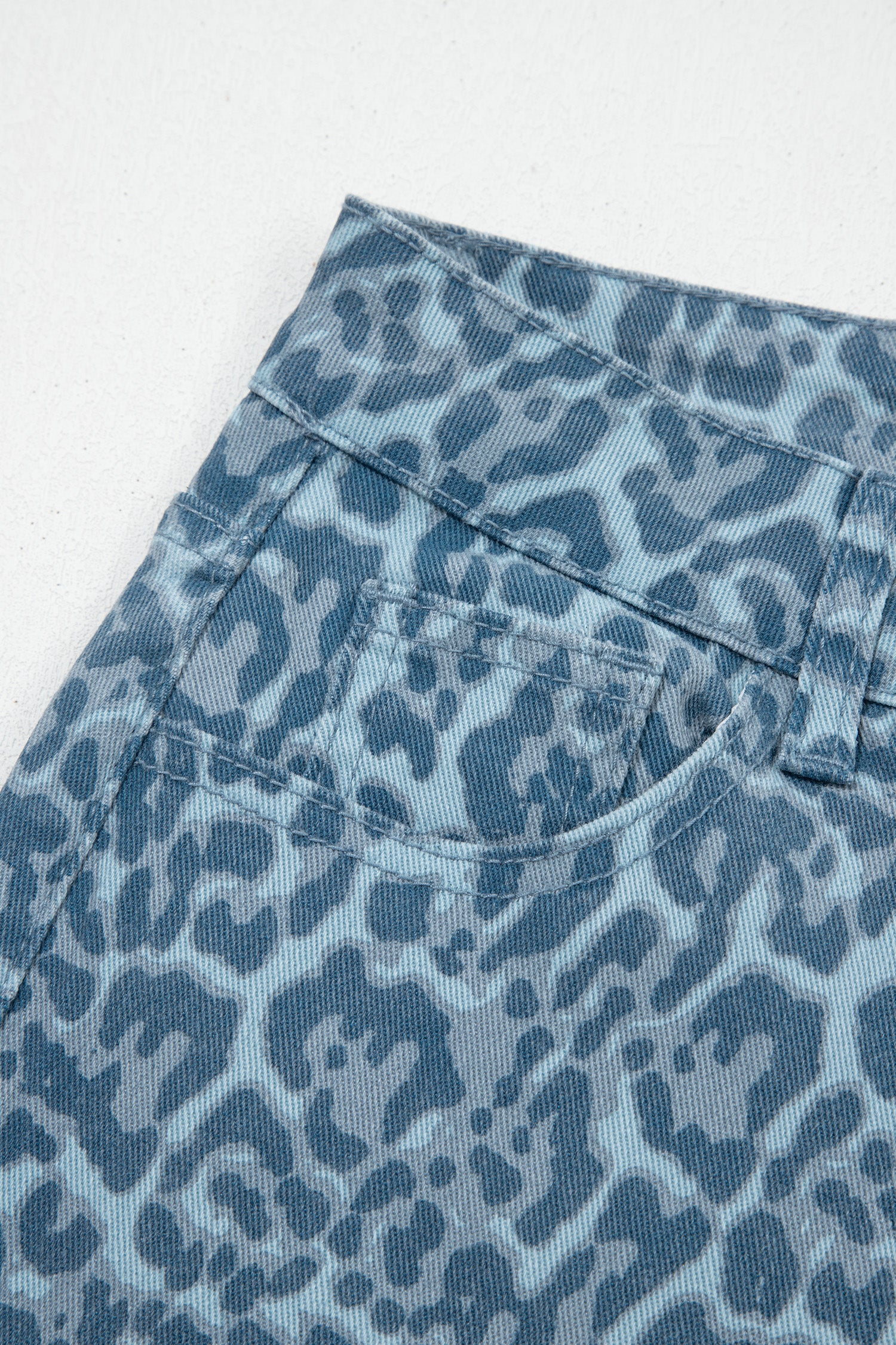 Gray Leopard Frayed Edge Wide Leg High Waist Jeans-Bottoms/Jeans-[Adult]-[Female]-2022 Online Blue Zone Planet