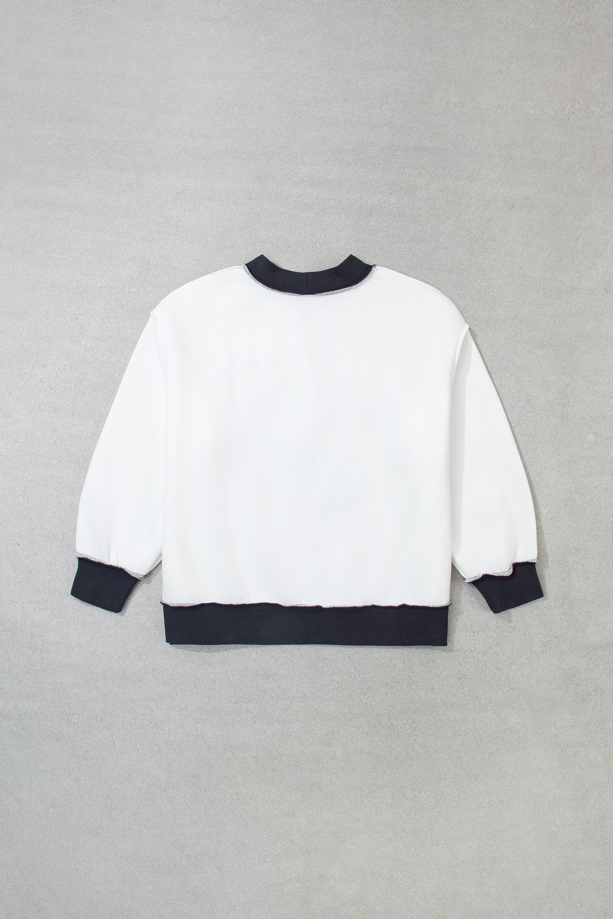 Beige SAVED BY GRACE Letter Print Color Block Mock Neck Plus Size Sweatshirt-Plus Size/Plus Size Sweatshirts & Hoodies-[Adult]-[Female]-2022 Online Blue Zone Planet