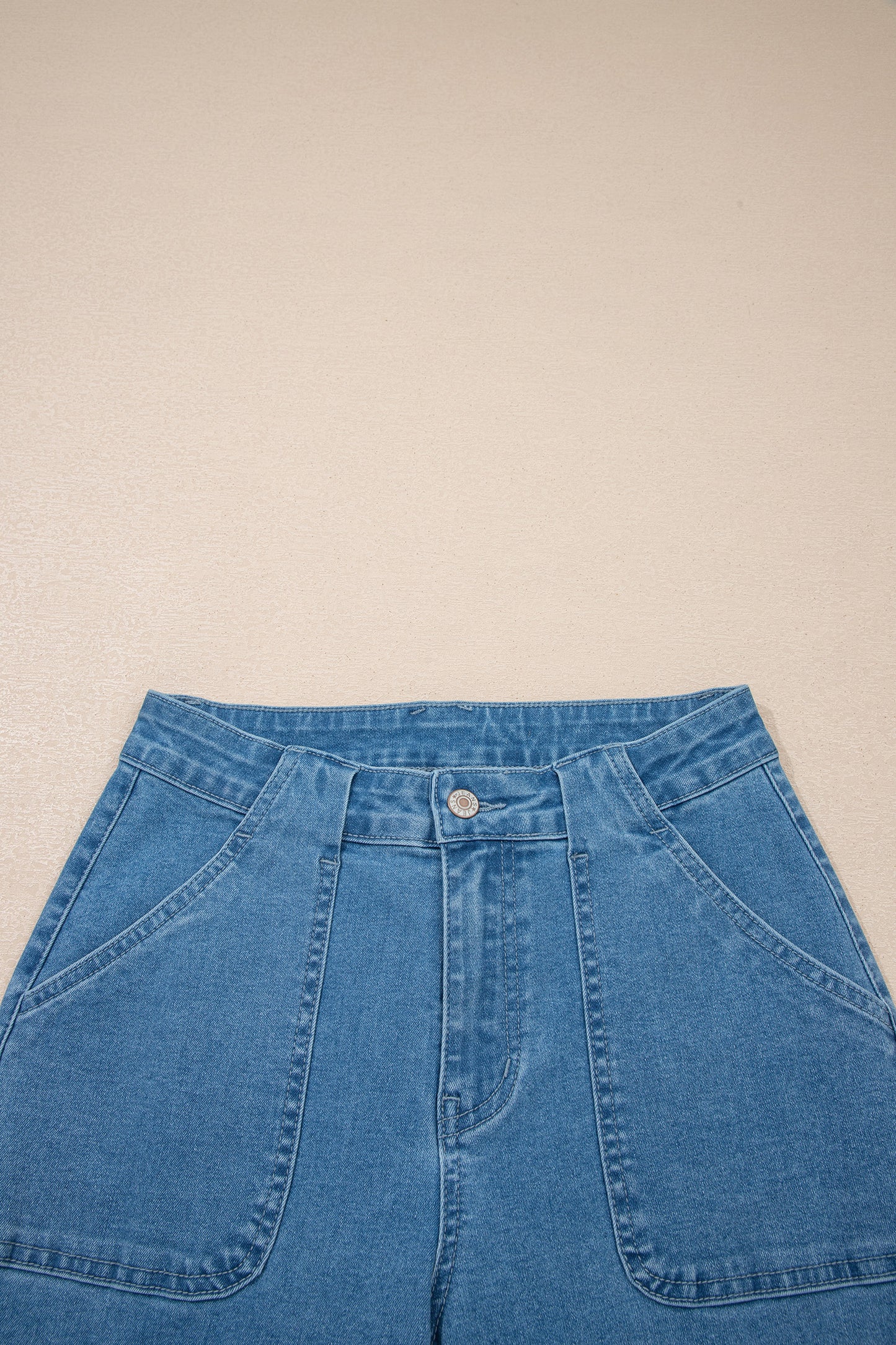 Dusk Blue Retro Washed Patch Pocket Loose Jeans-Bottoms/Jeans-[Adult]-[Female]-2022 Online Blue Zone Planet