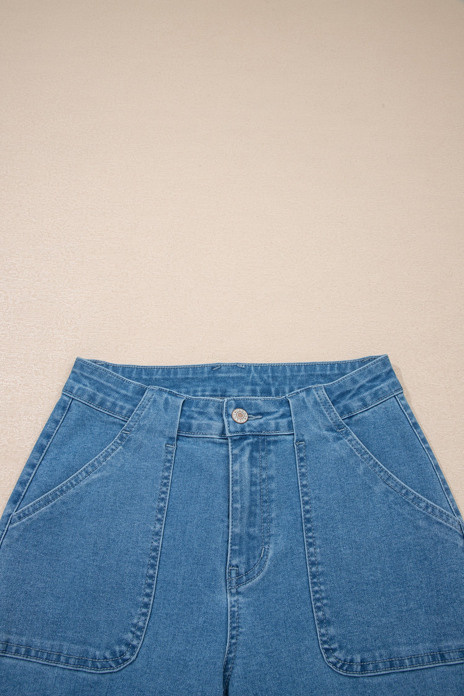 Dusk Blue Retro Washed Patch Pocket Loose Jeans-Bottoms/Jeans-[Adult]-[Female]-2022 Online Blue Zone Planet