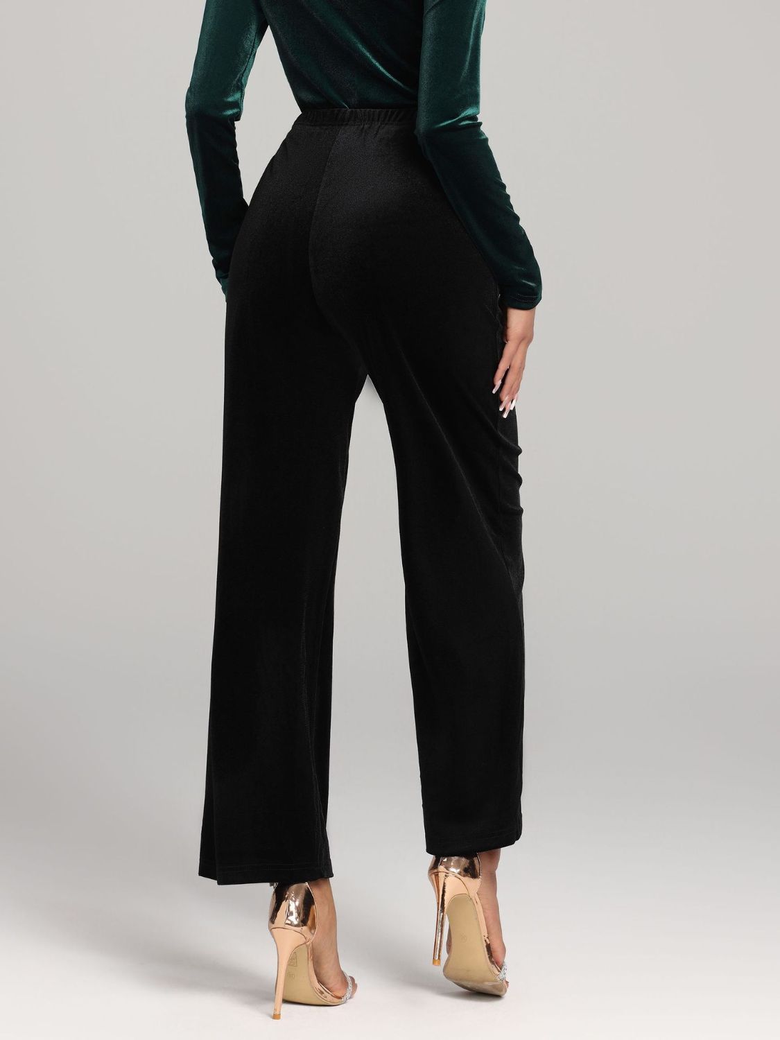 Blue Zone Planet | High Waist Wide Leg Pants-BOTTOMS SIZES SMALL MEDIUM LARGE-[Adult]-[Female]-2022 Online Blue Zone Planet