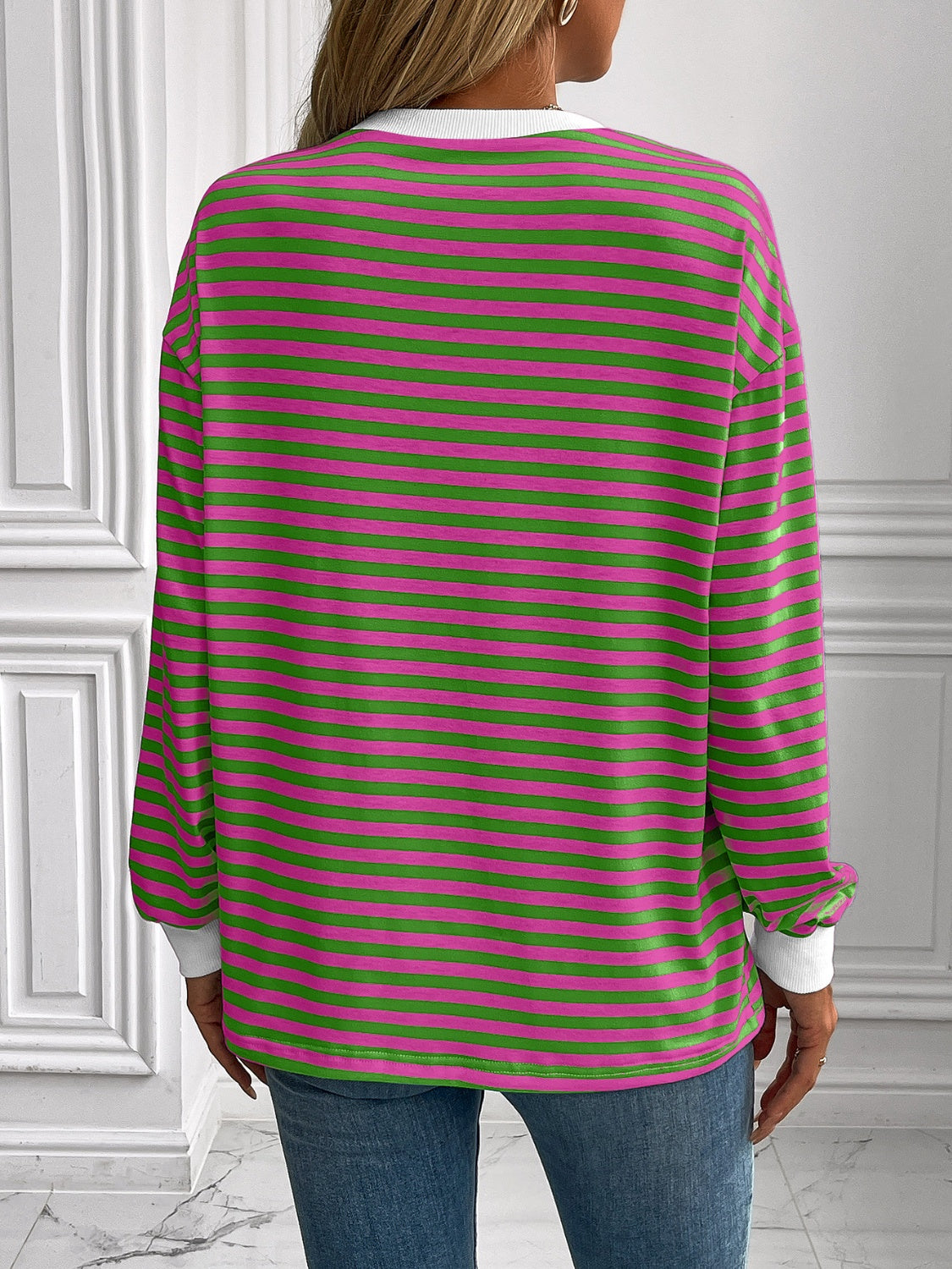 Ivy Lane Striped Round Neck Long Sleeve Sweatshirt-TOPS / DRESSES-[Adult]-[Female]-2022 Online Blue Zone Planet