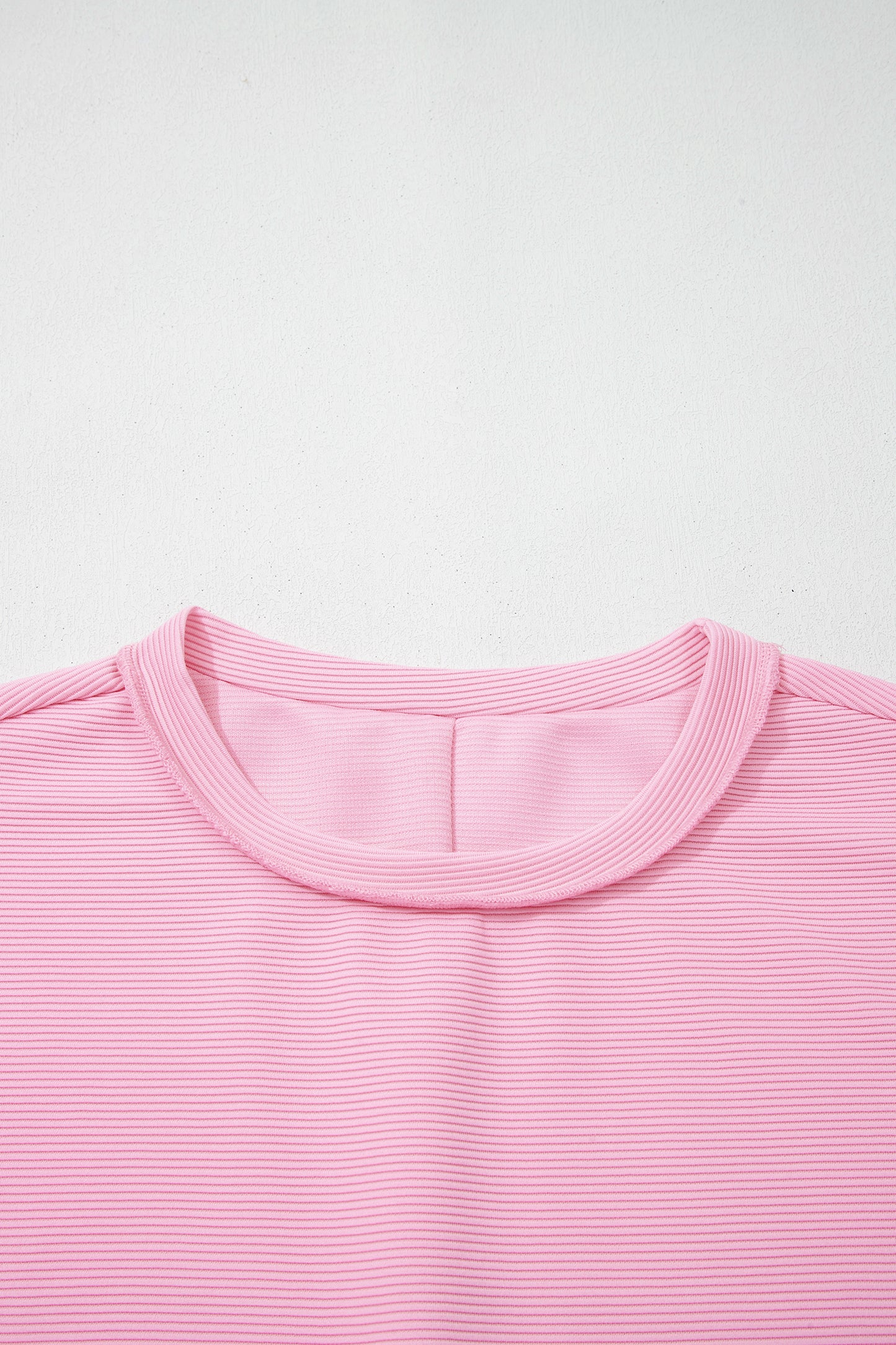 Pink Horizontal Ribbed Exposed Seam Detail Drop Shoulder Baggy Pullover-Tops/Long Sleeve Tops-[Adult]-[Female]-2022 Online Blue Zone Planet