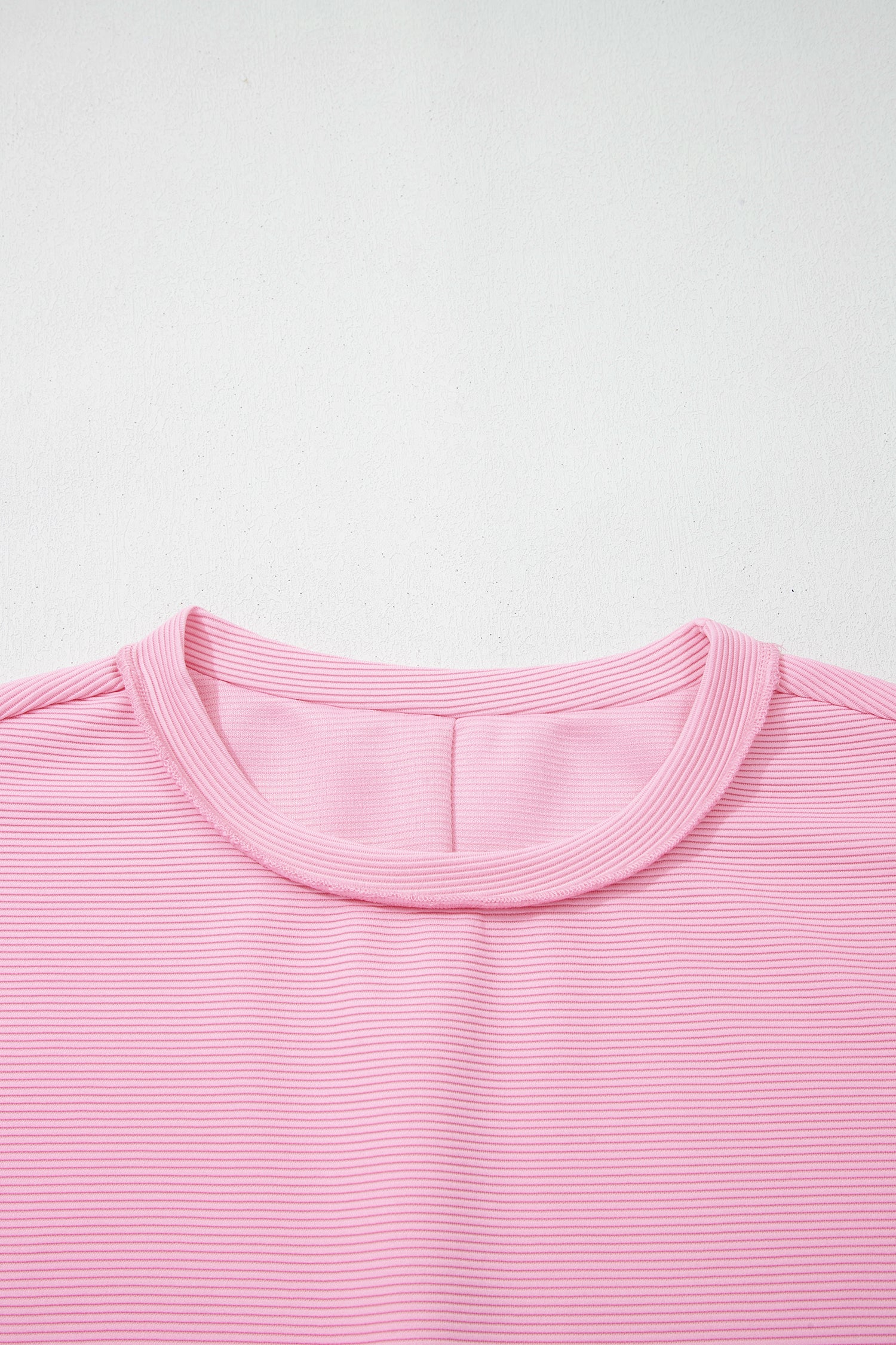 Pink Horizontal Ribbed Exposed Seam Detail Drop Shoulder Baggy Pullover-Tops/Long Sleeve Tops-[Adult]-[Female]-2022 Online Blue Zone Planet