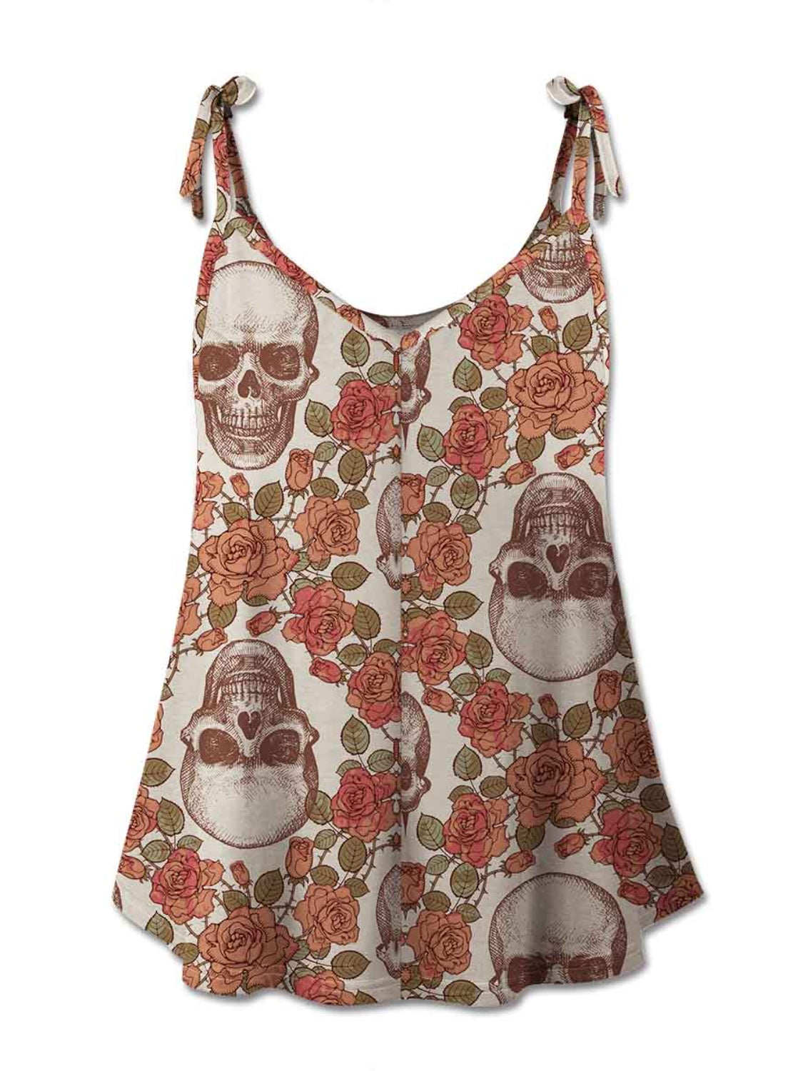 FAM-FAM Skull Scoop Neck Tie Shoulder Cami-TOPS / DRESSES-[Adult]-[Female]-2022 Online Blue Zone Planet