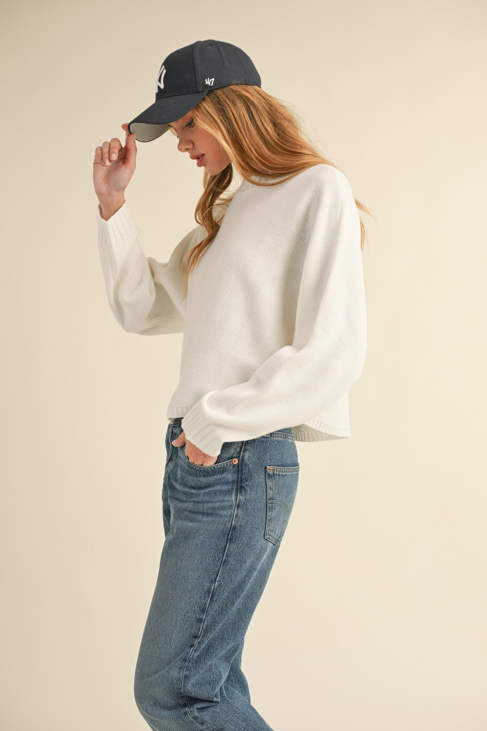 Mable Round Neck Dolman Sleeve Cropped Sweater-TOPS / DRESSES-[Adult]-[Female]-2022 Online Blue Zone Planet