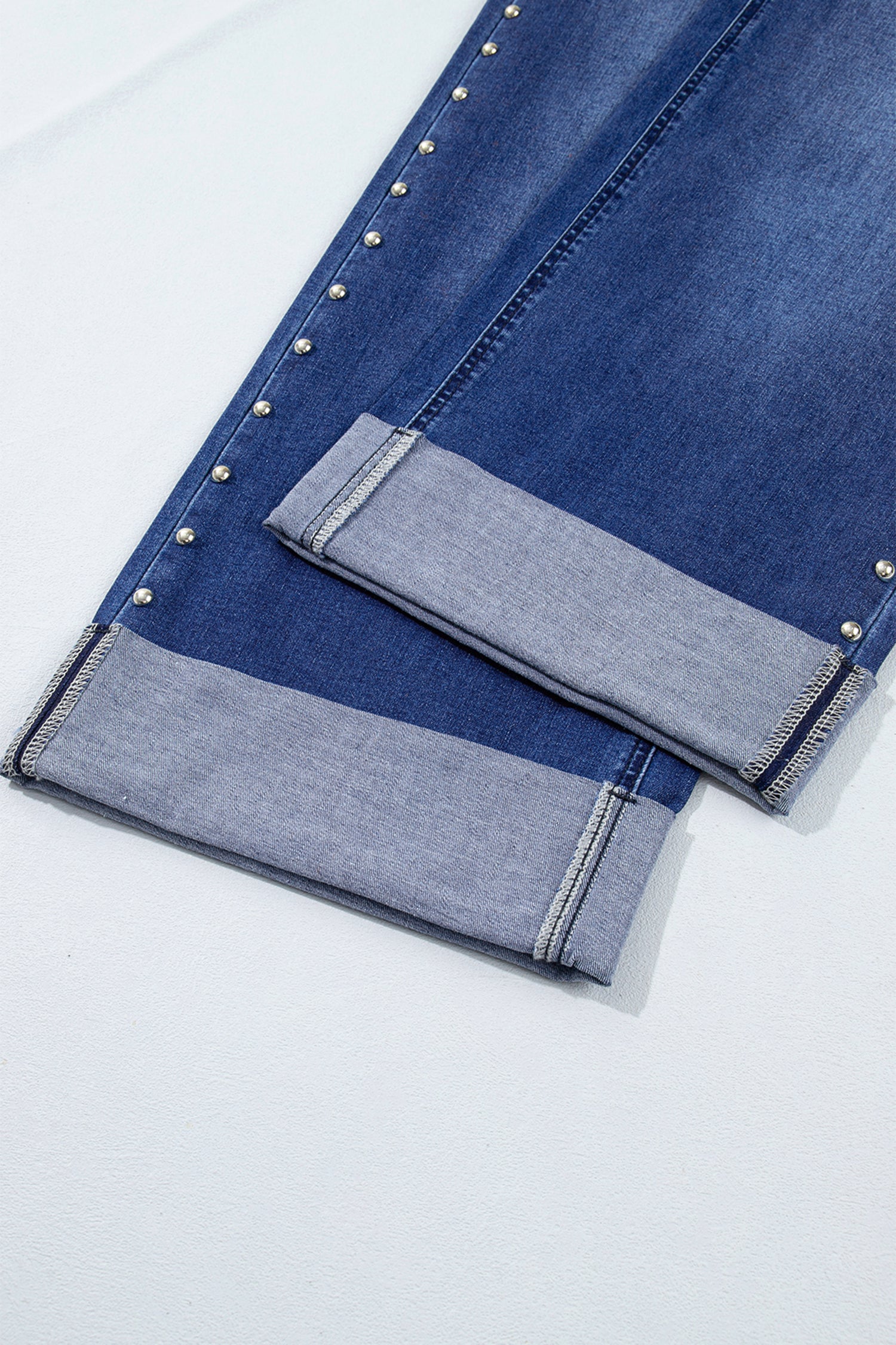 Black Studded Detail Straight Leg Casual Loose Jeans-Bottoms/Jeans-[Adult]-[Female]-2022 Online Blue Zone Planet