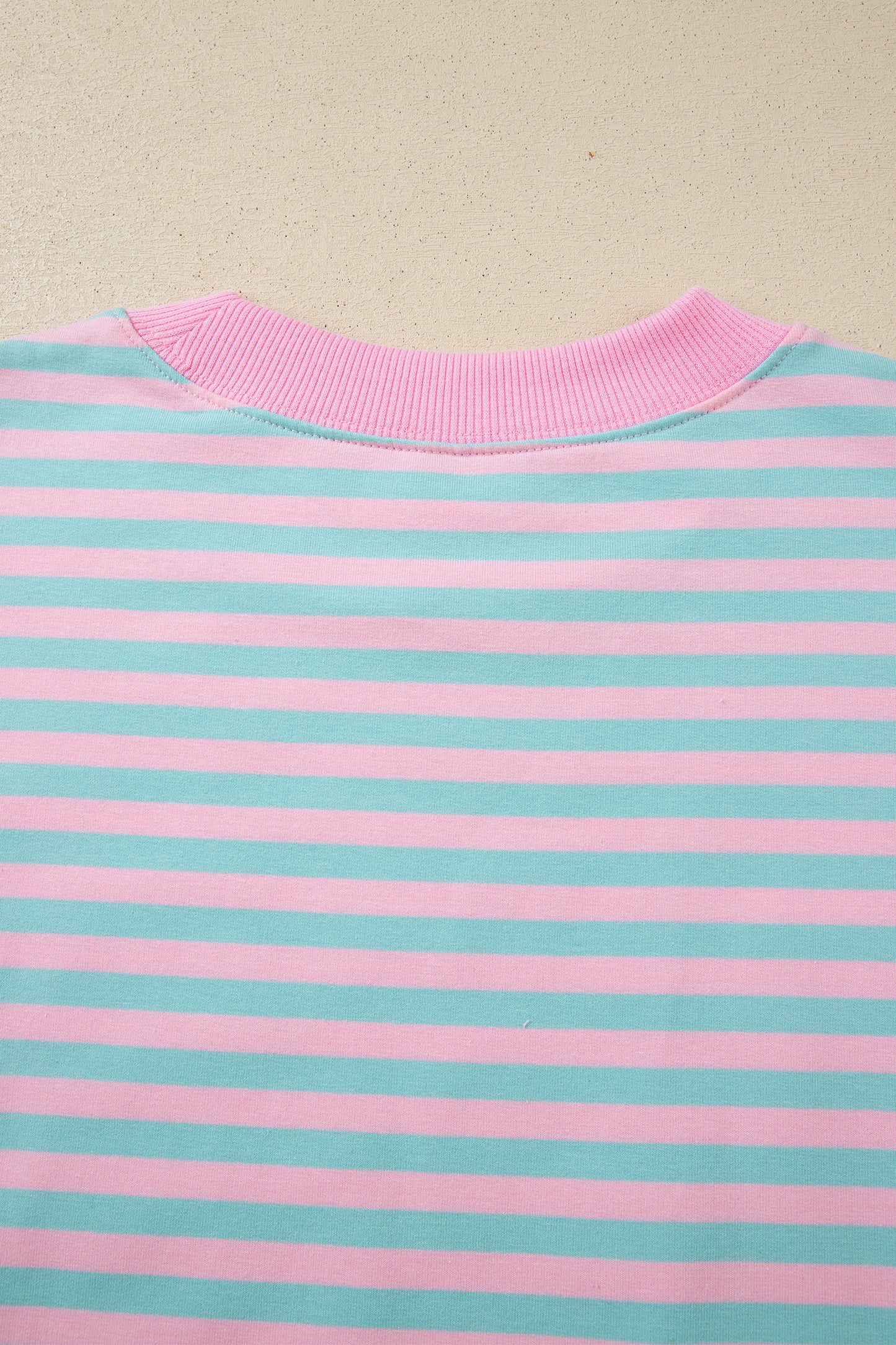 Pink Stripe Color Block Detail Long Sleeve Pullover Elastic Waist Pull On Shorts 2pcs Set-Two Piece Sets/Short Sets-[Adult]-[Female]-2022 Online Blue Zone Planet