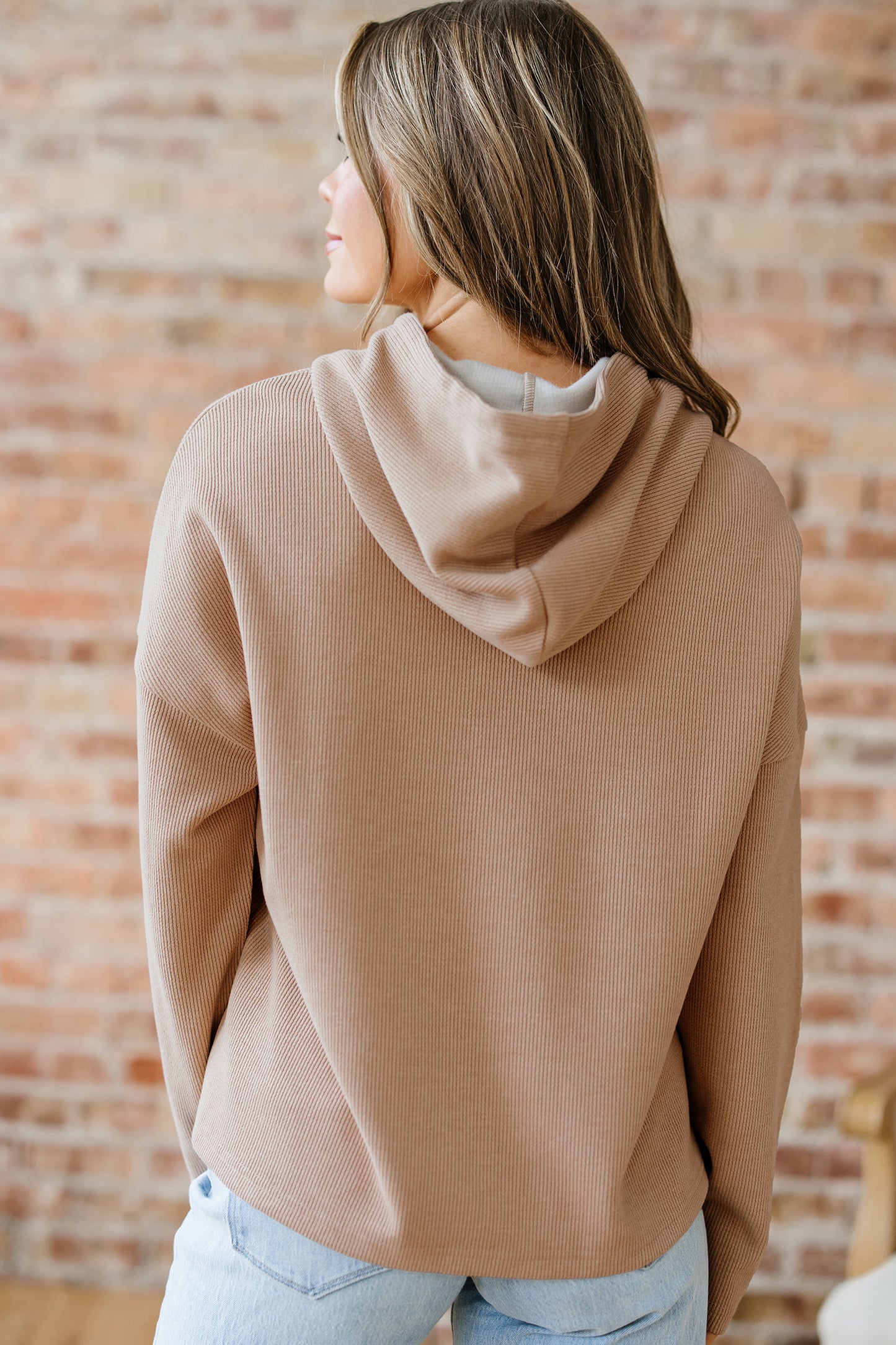 Parchment Thermal Textured Leopard Drawstring Baggy Hoodie-Tops / Dresses-[Adult]-[Female]-2022 Online Blue Zone Planet