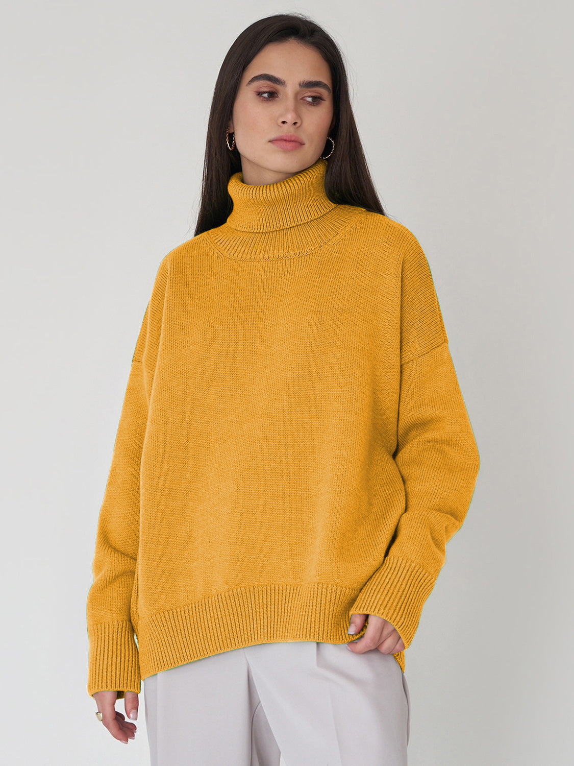 Turtleneck Long Sleeve Sweater-TOPS / DRESSES-[Adult]-[Female]-Gold-S-2022 Online Blue Zone Planet