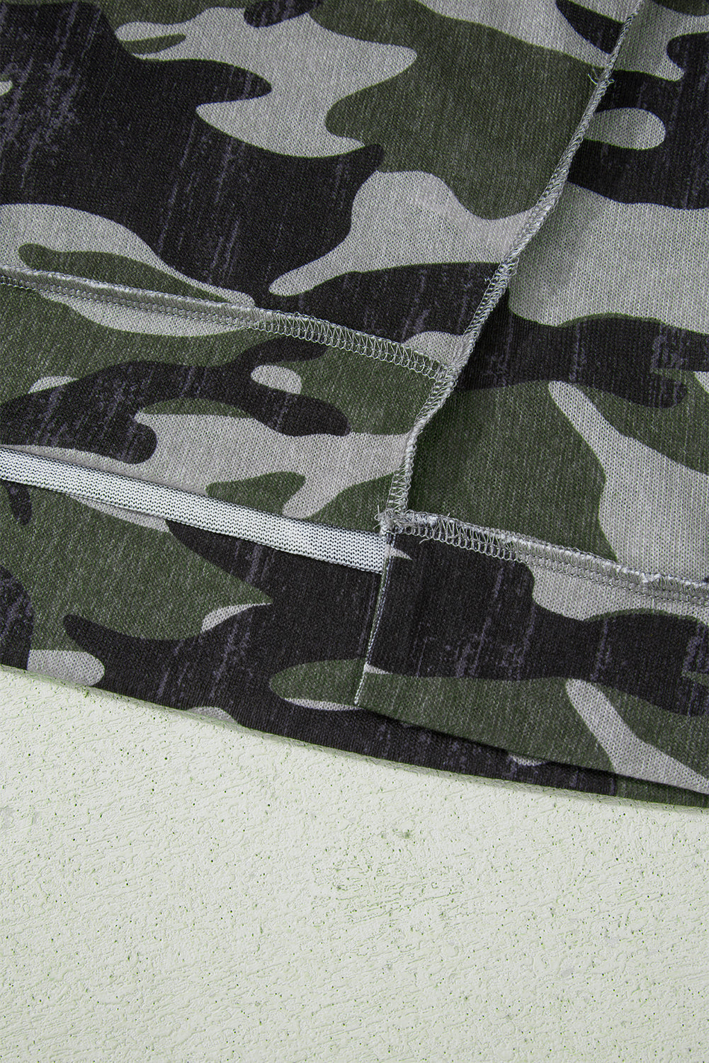 Green Retro Camouflage Print Exposed Seam Patchwork Drop Shoulder Sweatshirt-Tops/Sweatshirts & Hoodies-[Adult]-[Female]-2022 Online Blue Zone Planet