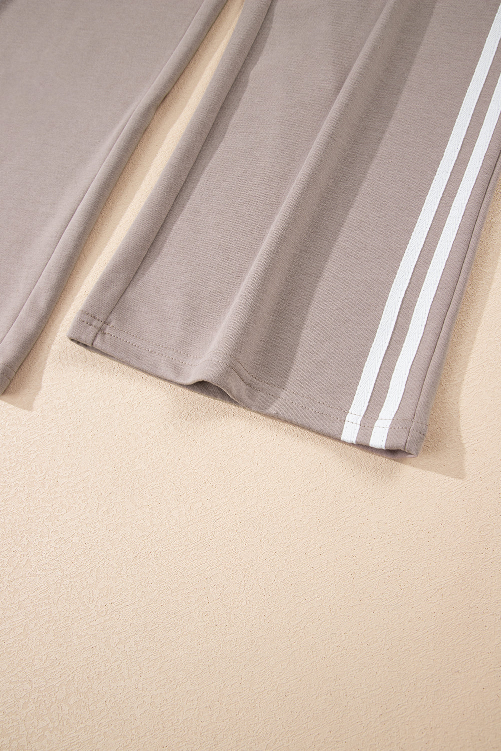 Gray Morn Varsity Striped Detail Crewneck Pullover Elastic Sweatpants 2pcs Outfit-Two Piece Sets/Pant Sets-[Adult]-[Female]-2022 Online Blue Zone Planet