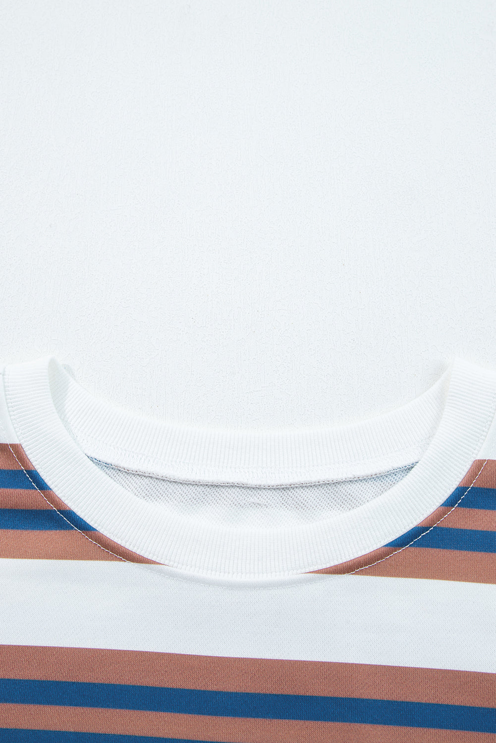 Brown Stripe Crew Neck Drop Shoulder Pullover Sweatshirt-Tops/Sweatshirts & Hoodies-[Adult]-[Female]-2022 Online Blue Zone Planet