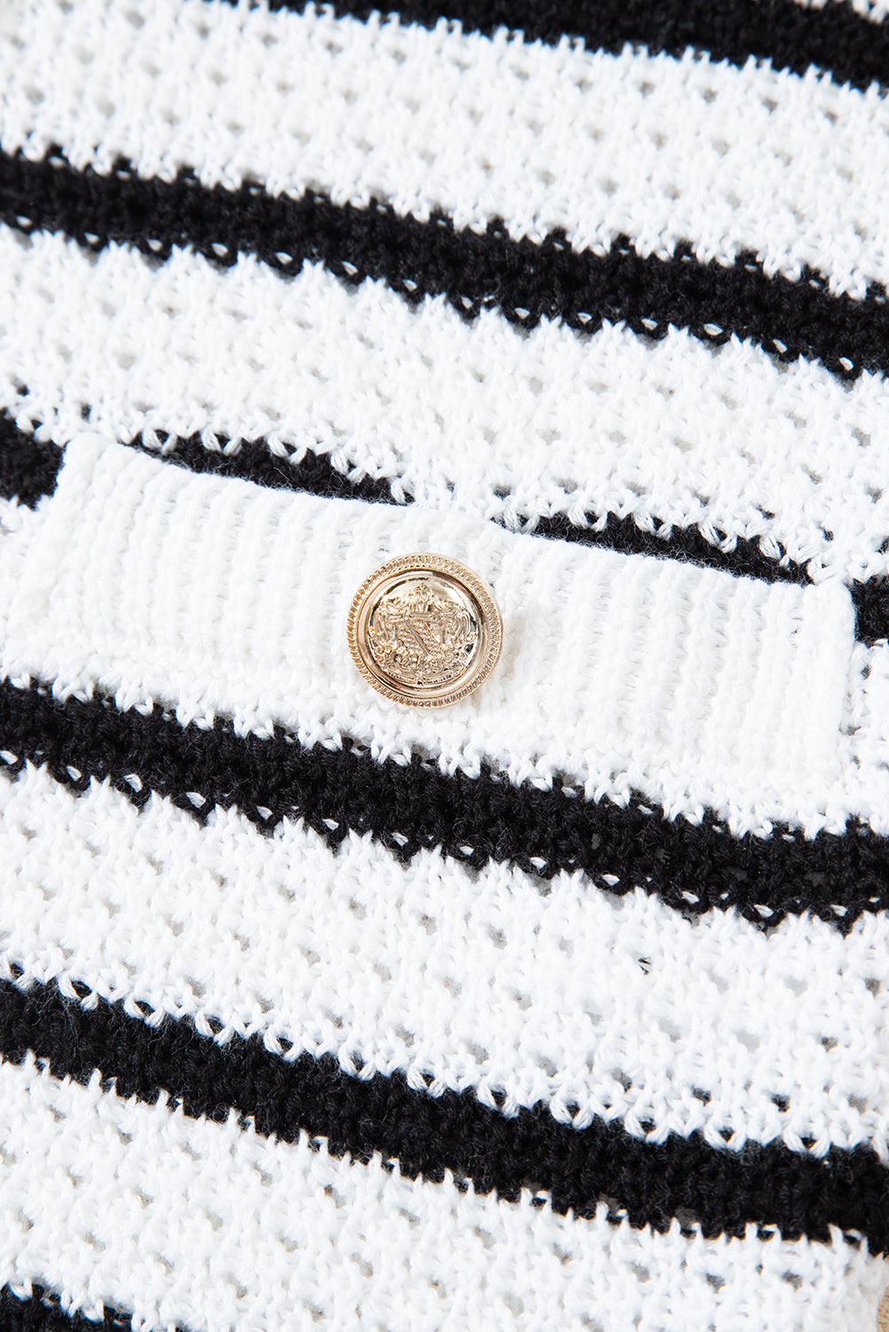 Sky Blue Stripe V Neck Gold Buttons Elegant Sweater Vest-TOPS / DRESSES-[Adult]-[Female]-2022 Online Blue Zone Planet