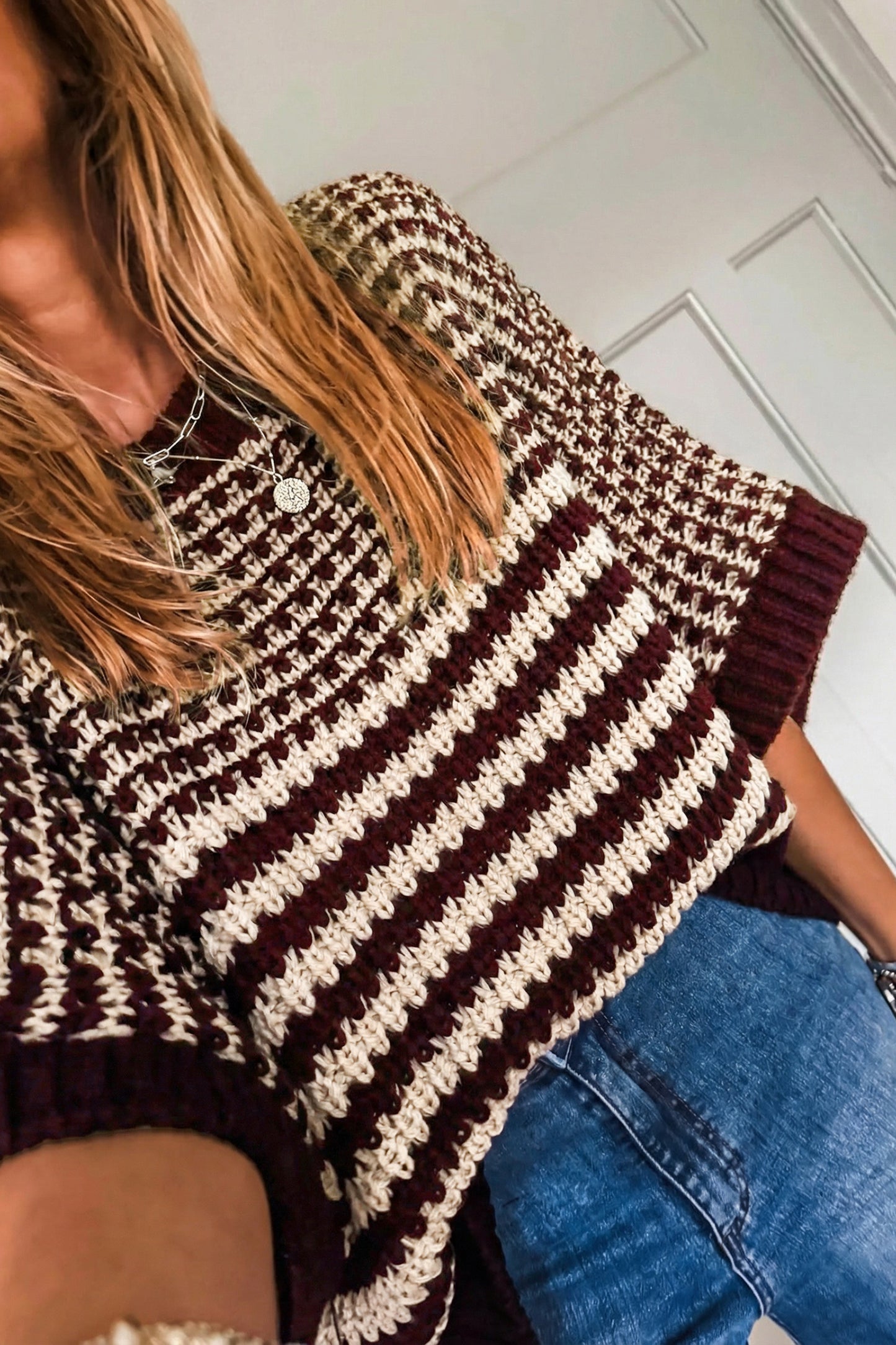 Red 3/4 Draped Sleeve Slouchy Sweater-Sweaters & Cardigans/Short Sleeve Sweaters-[Adult]-[Female]-2022 Online Blue Zone Planet
