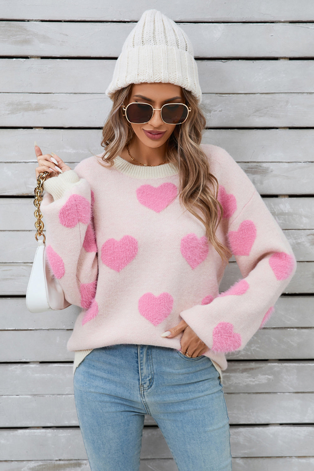 Angel Wings Heart Dropped Shoulder Long Sleeve Sweater-TOPS / DRESSES-[Adult]-[Female]-2022 Online Blue Zone Planet