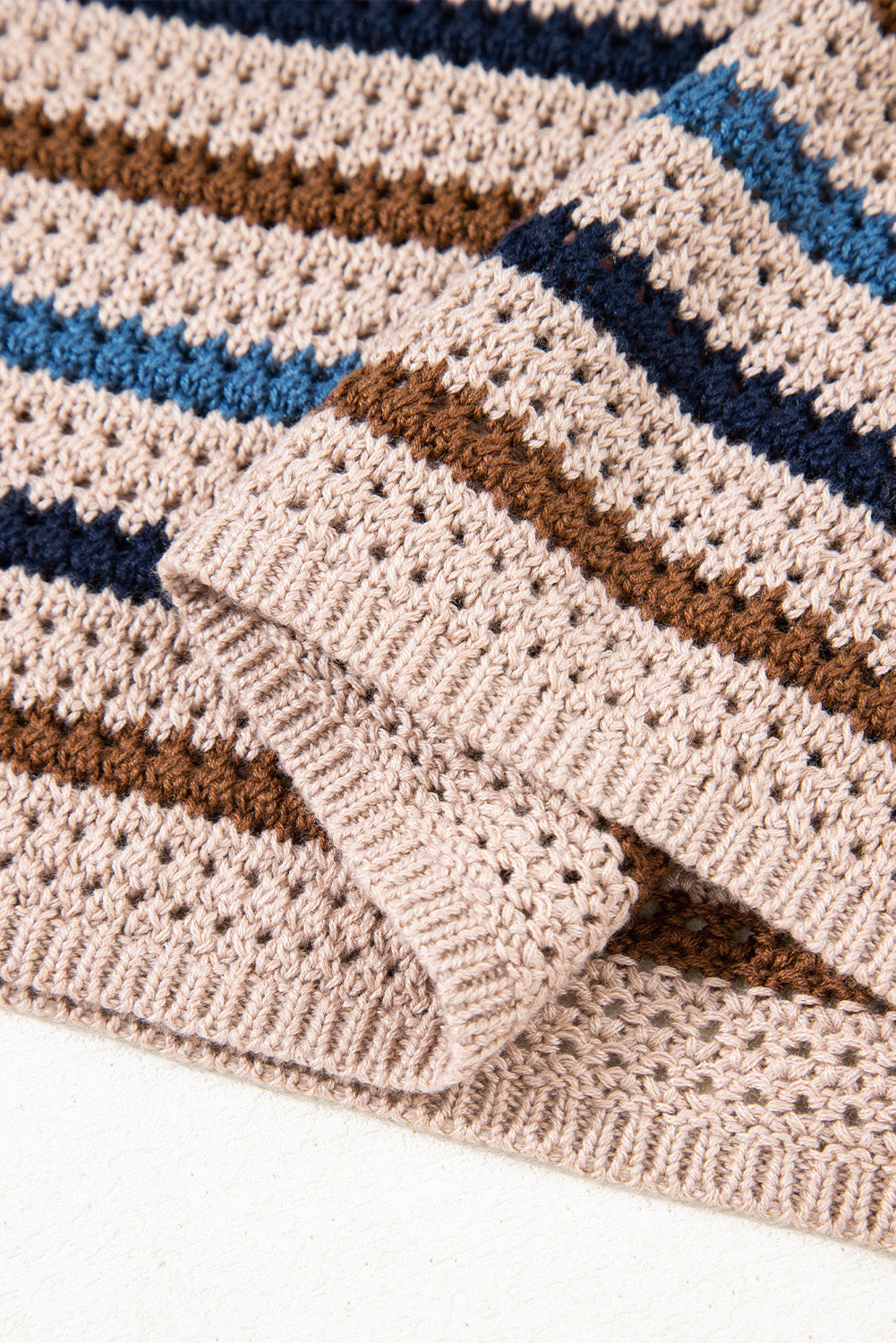 Multicolour Striped Knitted Drop Shoulder Round Neck Sweater-TOPS / DRESSES-[Adult]-[Female]-2022 Online Blue Zone Planet