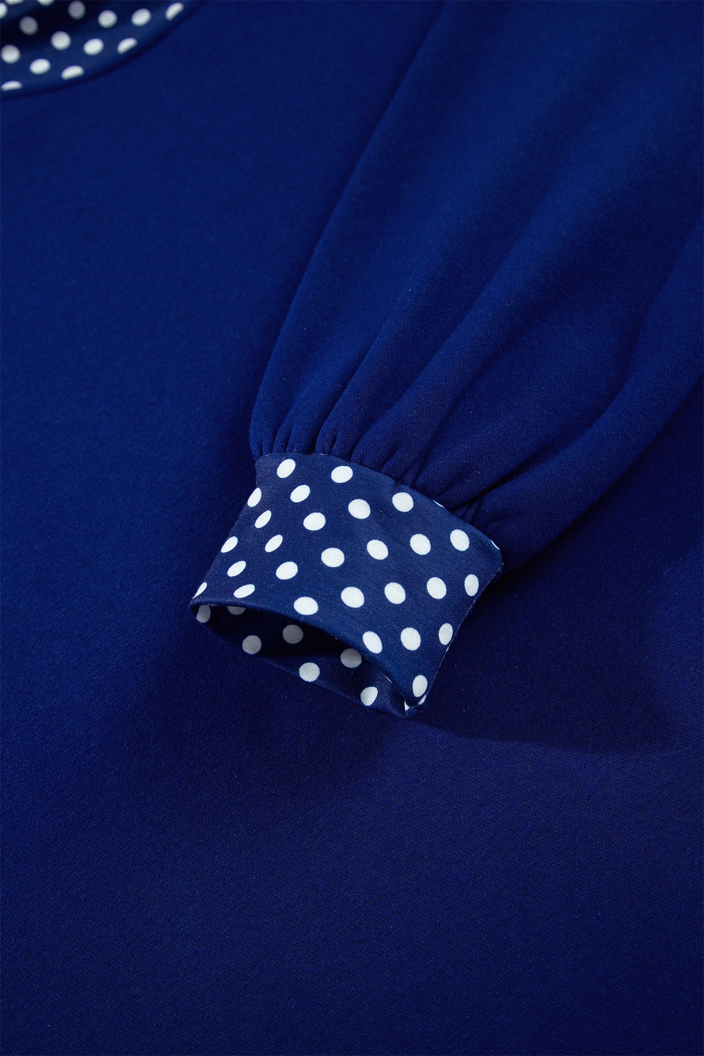 Dirty blue Colorblock Polka Dot Contrast Trim Oversized Sweatshirt-Tops/Sweatshirts & Hoodies-[Adult]-[Female]-2022 Online Blue Zone Planet