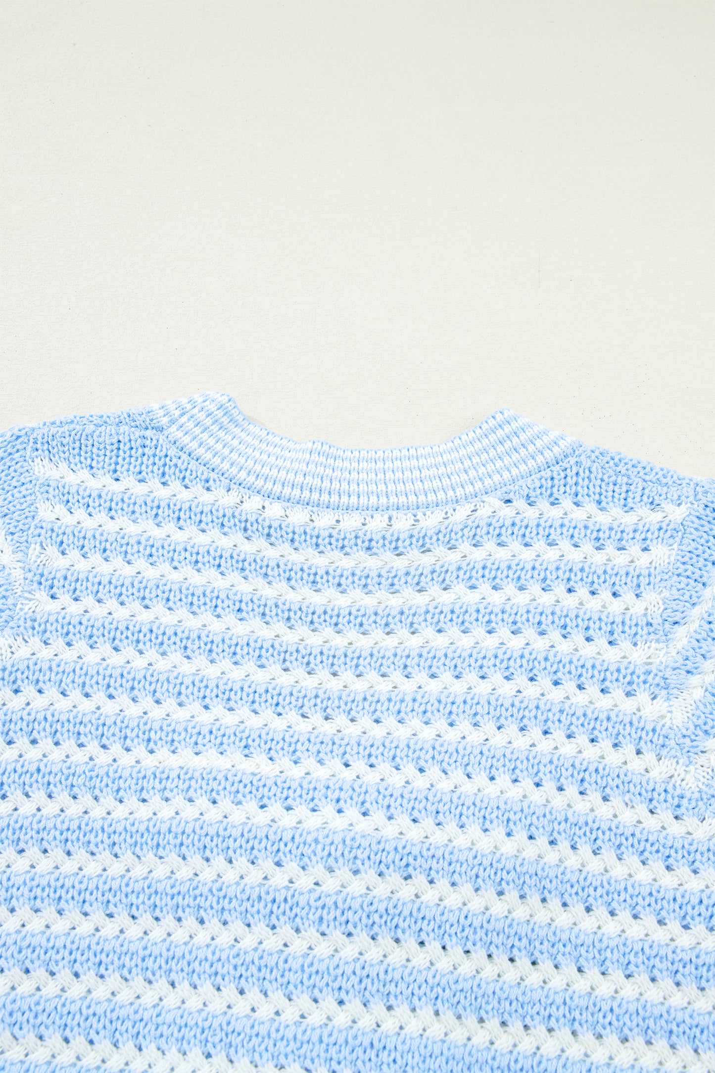 Sky Blue Stripe Short Sleeve Knit V Neck Bow Knot Sweater-TOPS / DRESSES-[Adult]-[Female]-2022 Online Blue Zone Planet