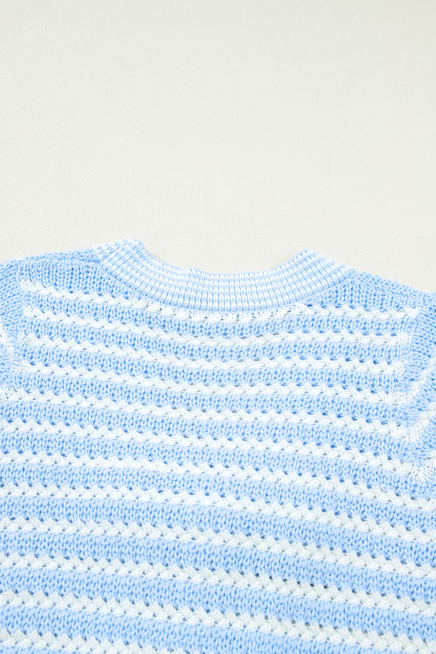 Sky Blue Stripe Short Sleeve Knit V Neck Bow Knot Sweater-TOPS / DRESSES-[Adult]-[Female]-2022 Online Blue Zone Planet