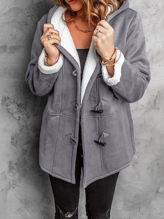 Full Size Pocketed Long Sleeve Hooded Toggle Jacket-TOPS / DRESSES-[Adult]-[Female]-Gray-S-2022 Online Blue Zone Planet