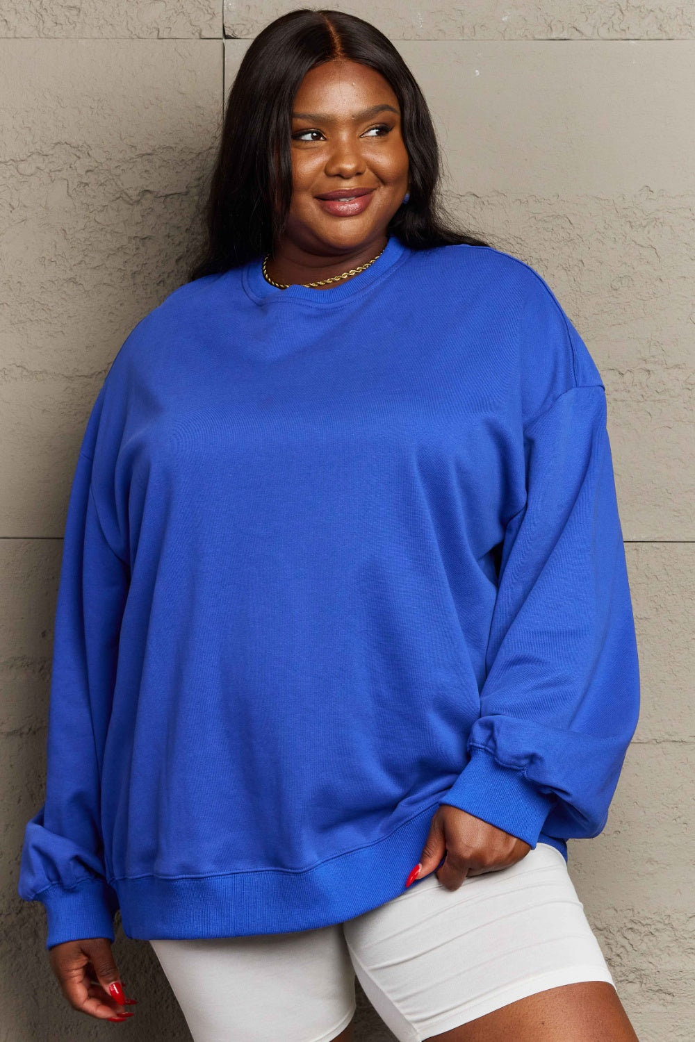 Full Size Round Neck Long Sleeve Sweatshirt-TOPS / DRESSES-[Adult]-[Female]-2022 Online Blue Zone Planet